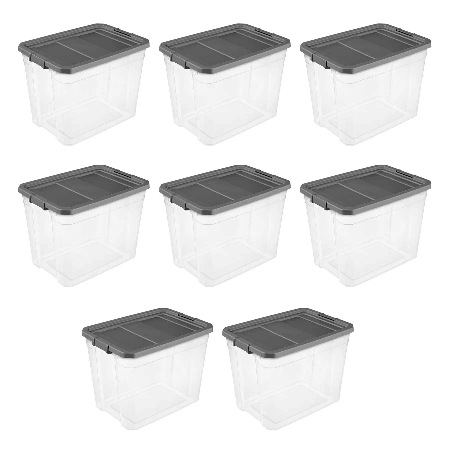 Sterilite 108 Quart Clear Stacker Storage Container Tote w/ Latching Lid, 8 Pack