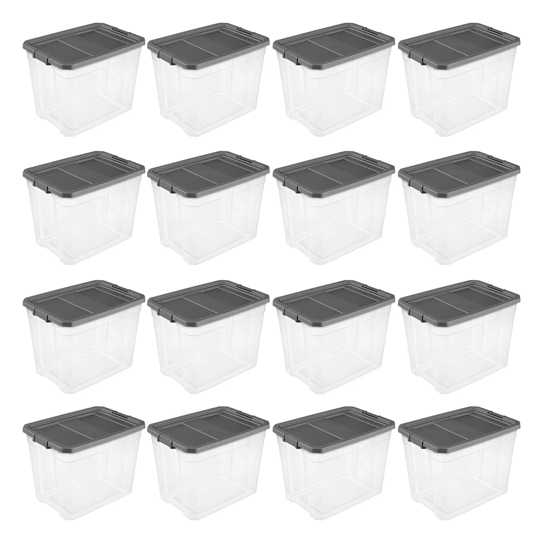 Sterilite 108 Qt Clear Stacker Storage Container Tote w/ Latching Lid, 16 Pack