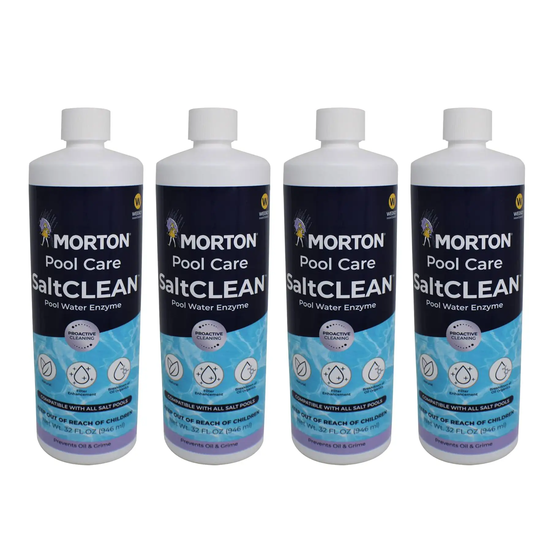 Morton Pool Care SaltCLEAN Salt Water Swimming Pool Water Enzyme, 32 Oz, 4 Pack