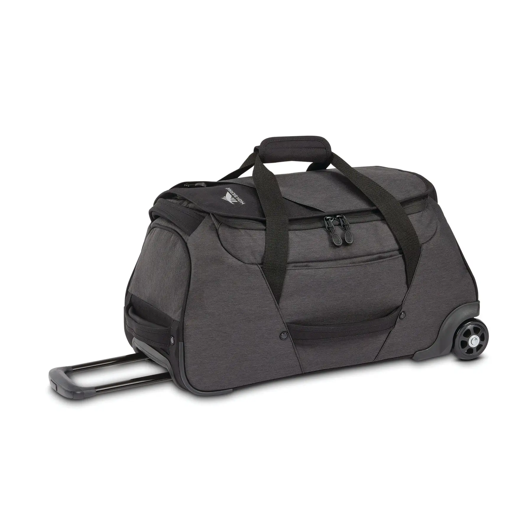 22 Inch Roomy Wheeled Duffel w/ Grab Handles, Black Heather