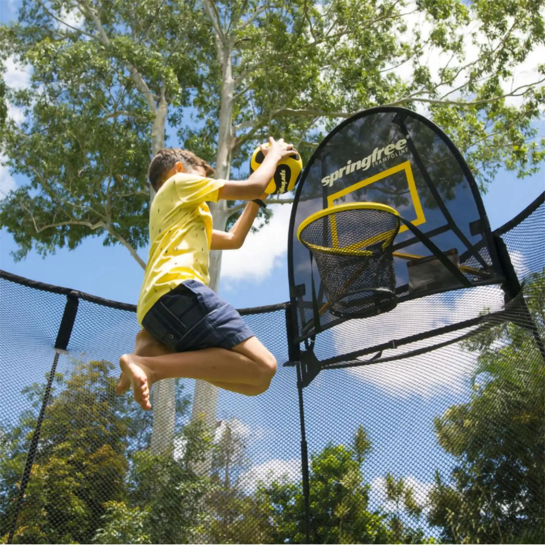Springfree Trampoline Kids Square 11 Foot Trampoline & FlexrHoop Basketball Game - Image 3