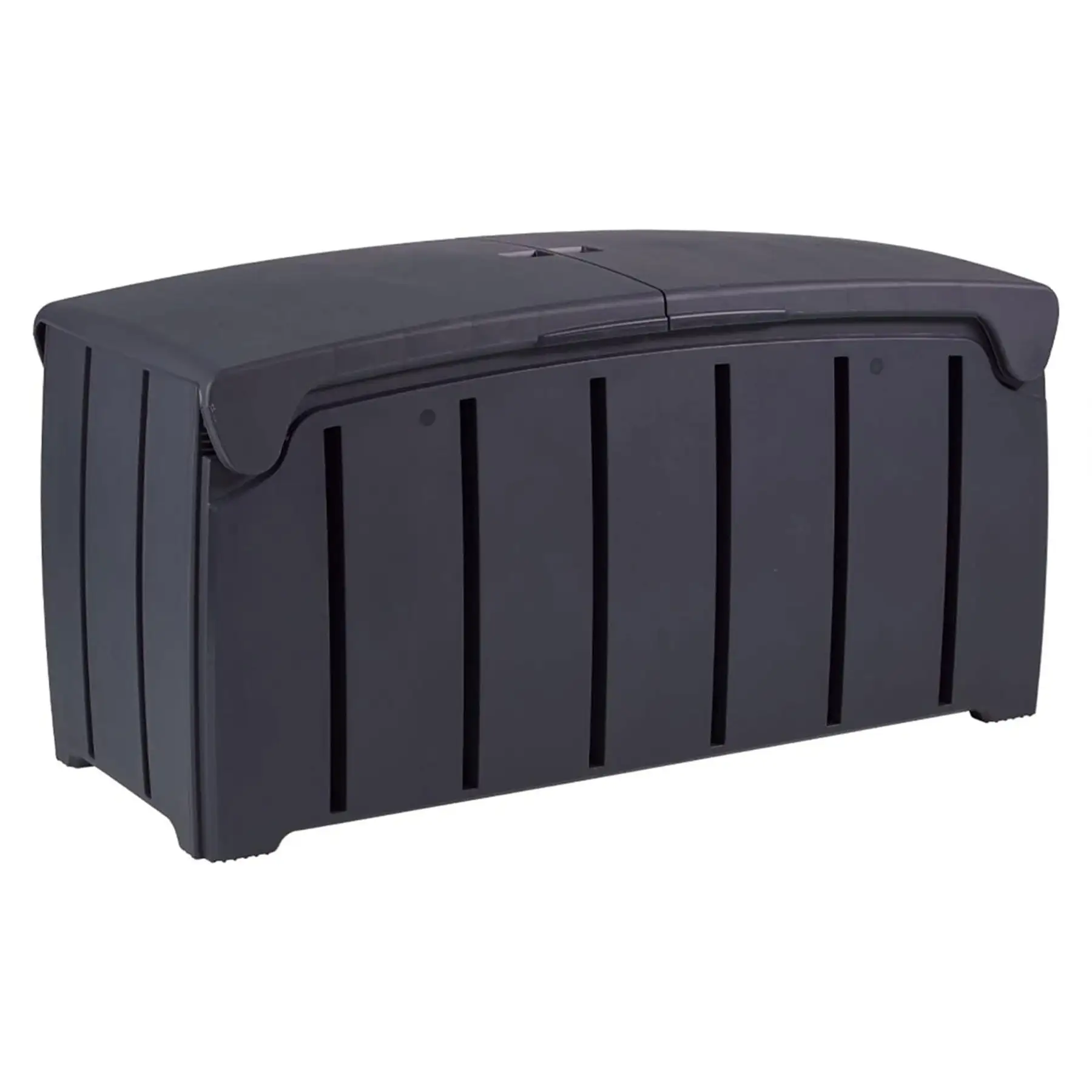 Strata Products Outdoor 85 Gal/321L Patio Storage Deck Box w/Dual Door Lid,Black