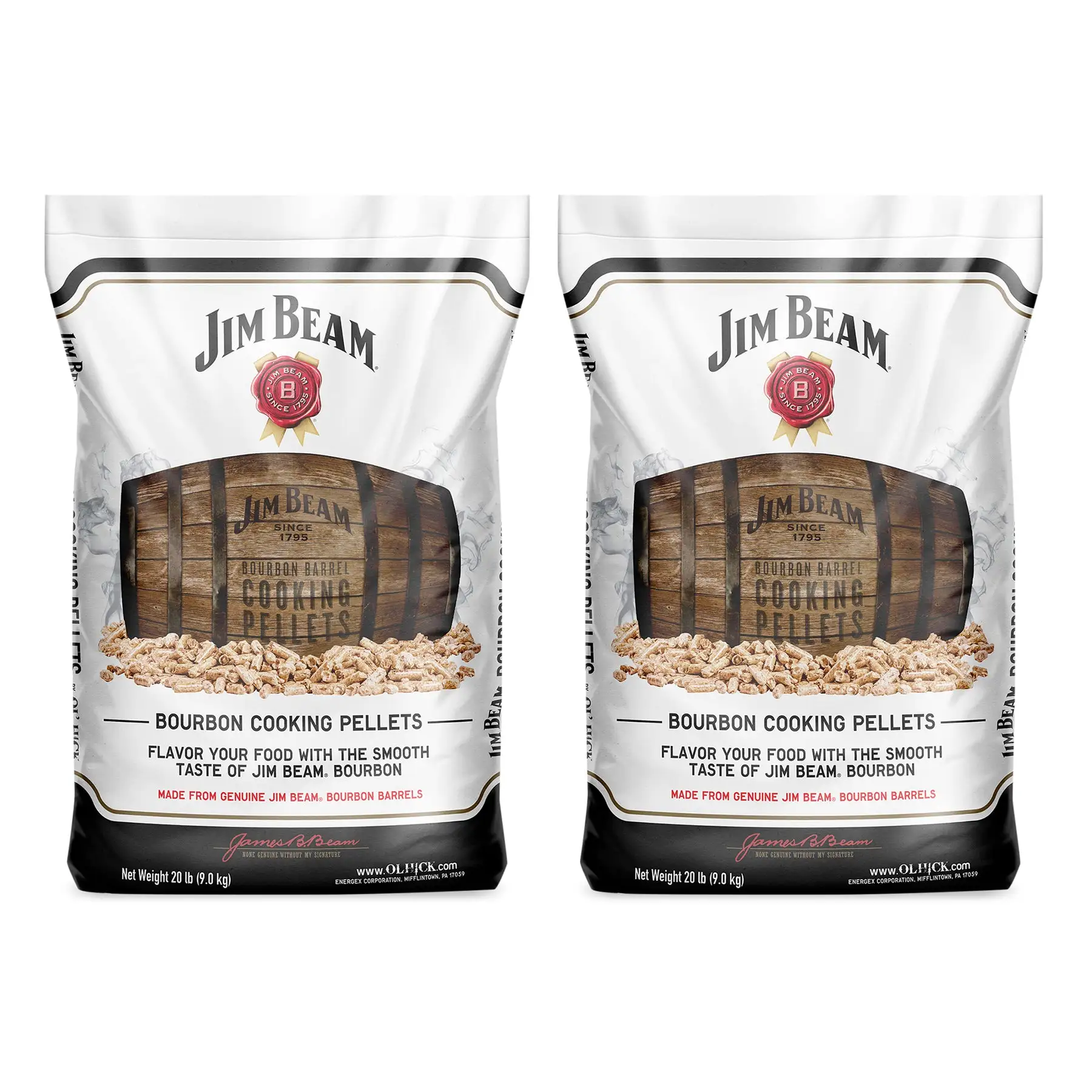 Ol' Hick Cooking Pellets Jim Beam Bourbon Barrel BBQ Grilling Pellets (2 Pack)