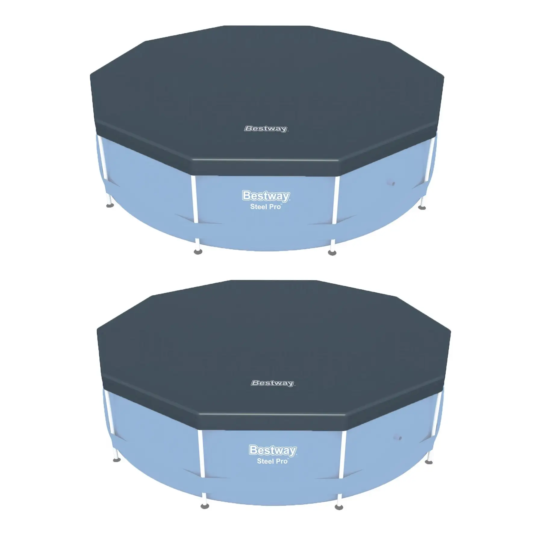 Bestway Round PVC 10 Foot Pool Cover for Above Ground Pro Frame Pools (2 Pack)