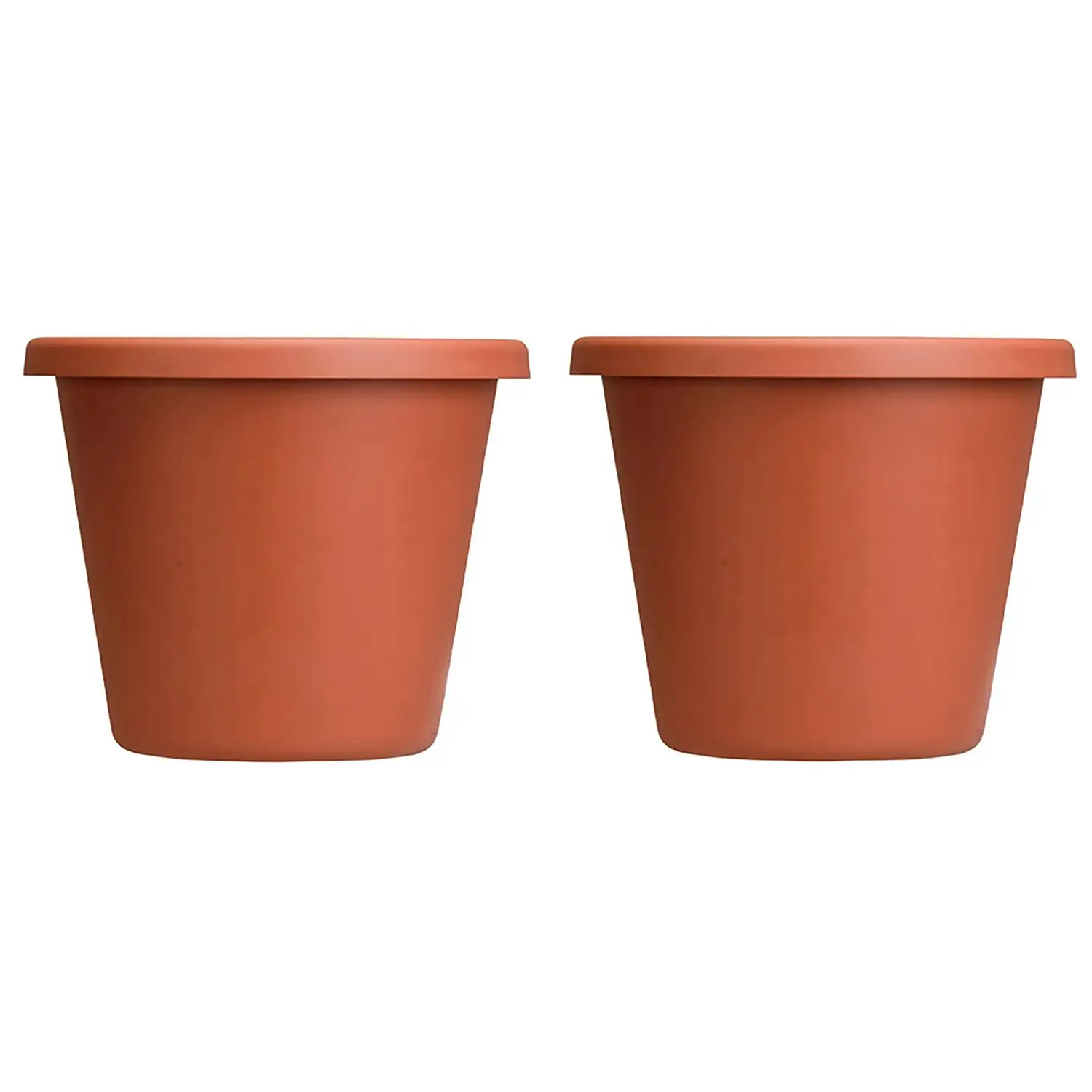 HC Companies LIA24000E35 24-Inch Indoor Plastic Round Classic Pot, Clay (2 Pack)