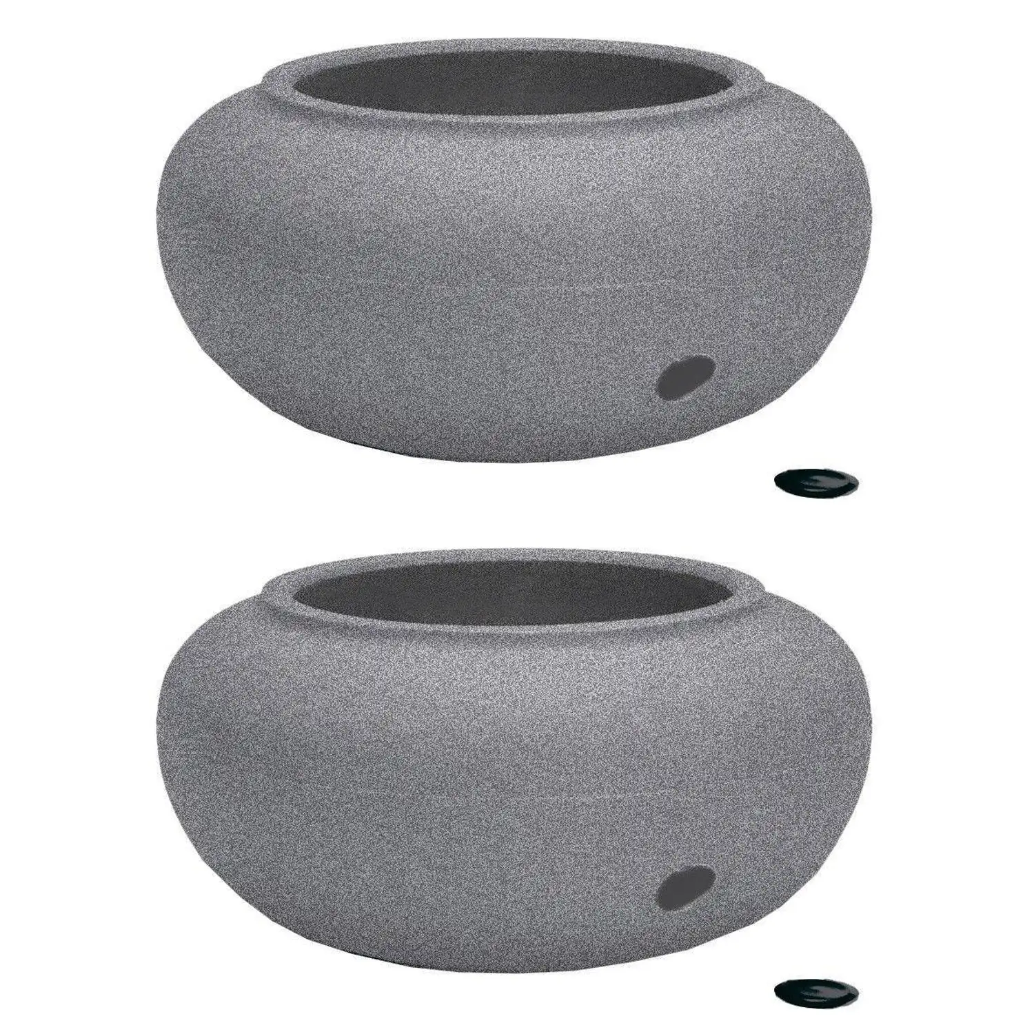 HC Companies 21 Inch Decorative Garden Water Hose Storage Pot, Granite (2 Pack)