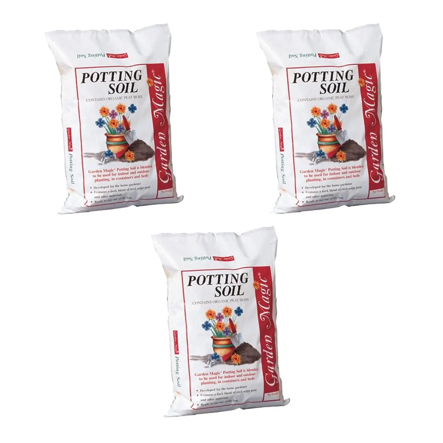 Michigan Peat Garden Magic General Purpose Potting Soil Mix, 20 Lb Bag (3 Pack)