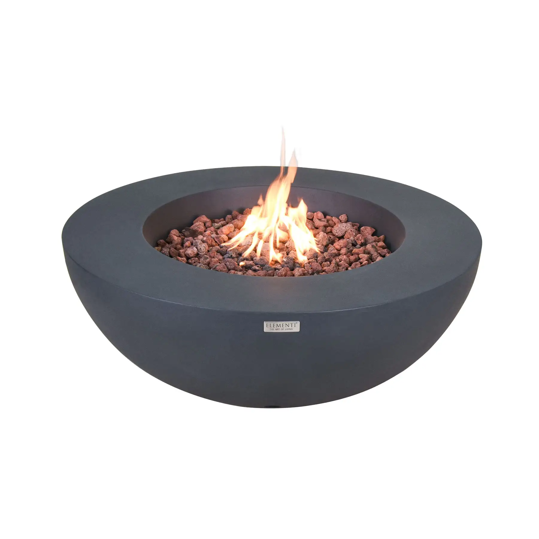 Elementi Natural Gas Concrete Lunar Bowl Fire Pit with Auto Ignition, Dark Grey