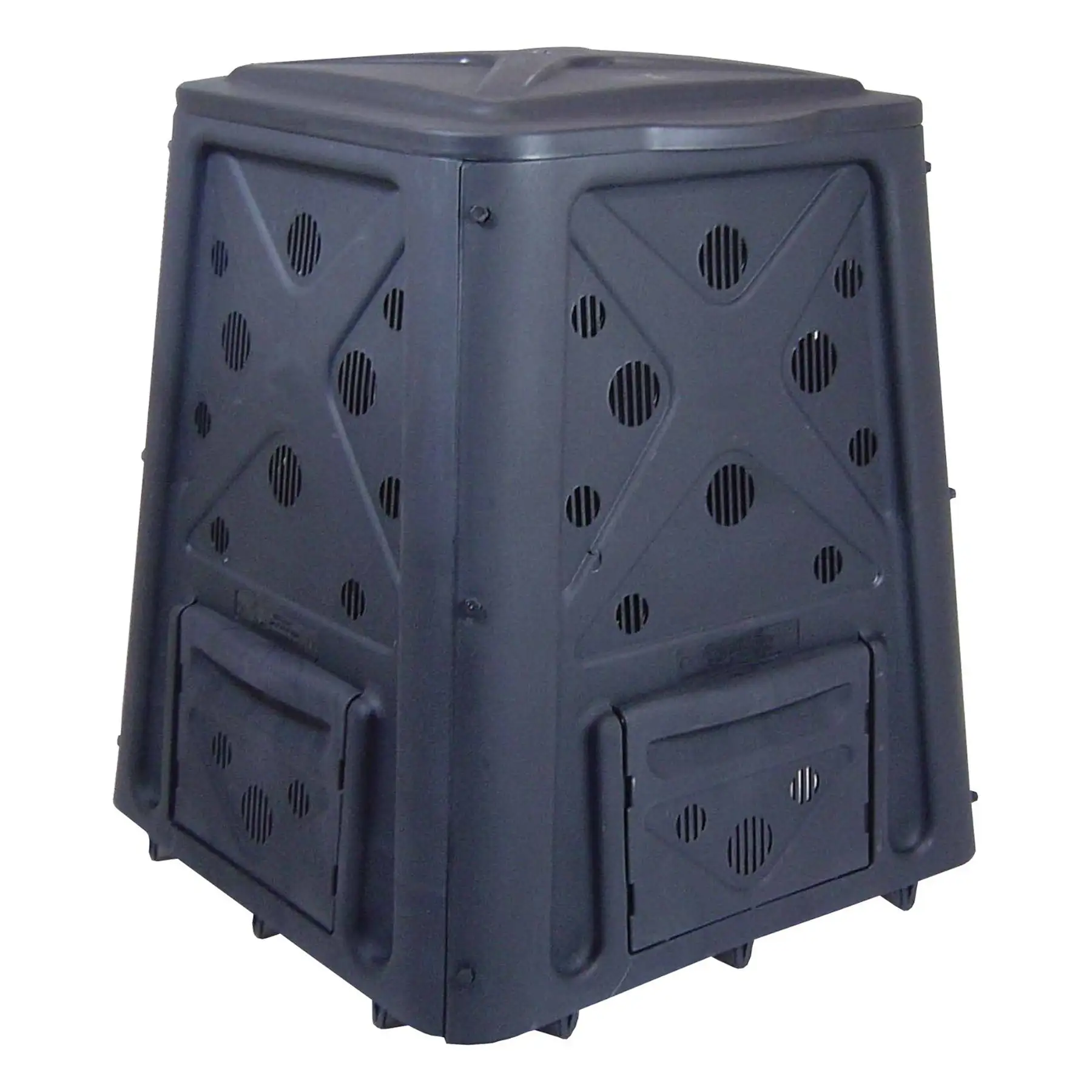 Redmon 65 Gallon Capacity Compost Bin with Lift Off Lid and 4 Door Access, Black