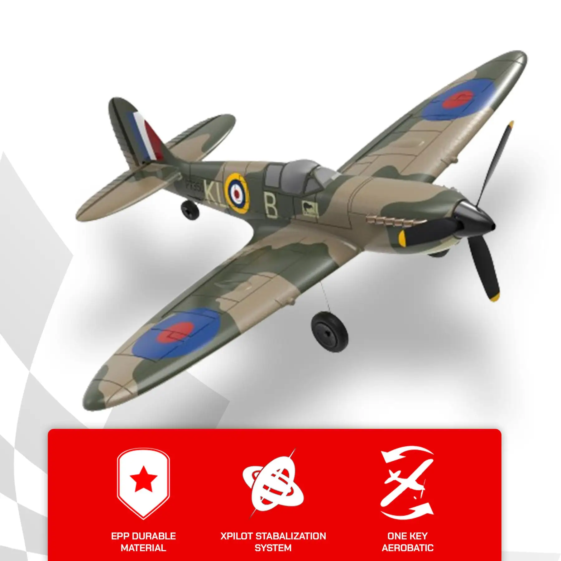 VOLANTEXRC 4-CH Spitfire One Key Remote Control Airplane with Xpilot Stabilizer - Image 2