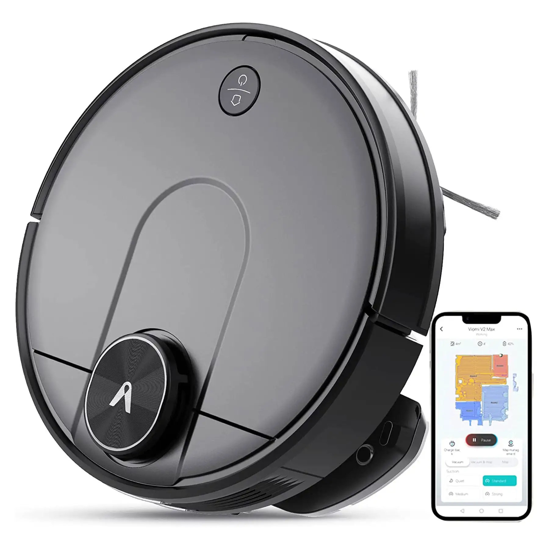 Viomi Smart Robot Vacuum V2 Max Duster Vacuum and Mop for Multi Floors, Black