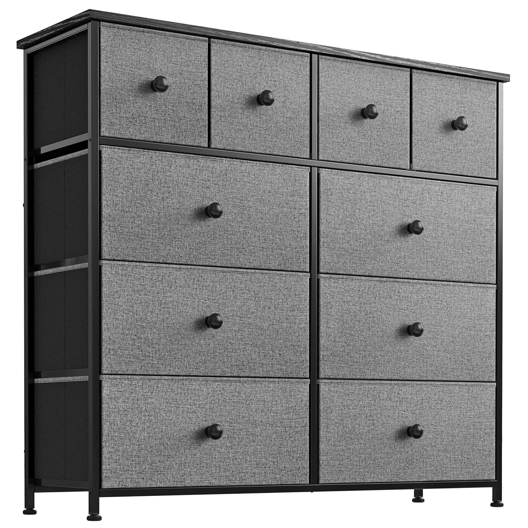 10 Drawer Steel Frame Bedroom Storage Organizer Dresser, Light Grey