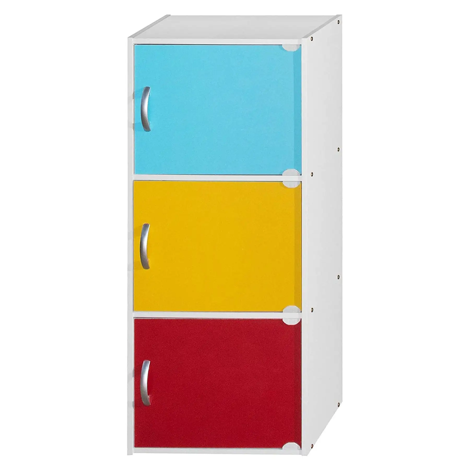 Hodedah 3 Door Enclosed Multipurpose Storage Cabinet for Home or Office, Rainbow