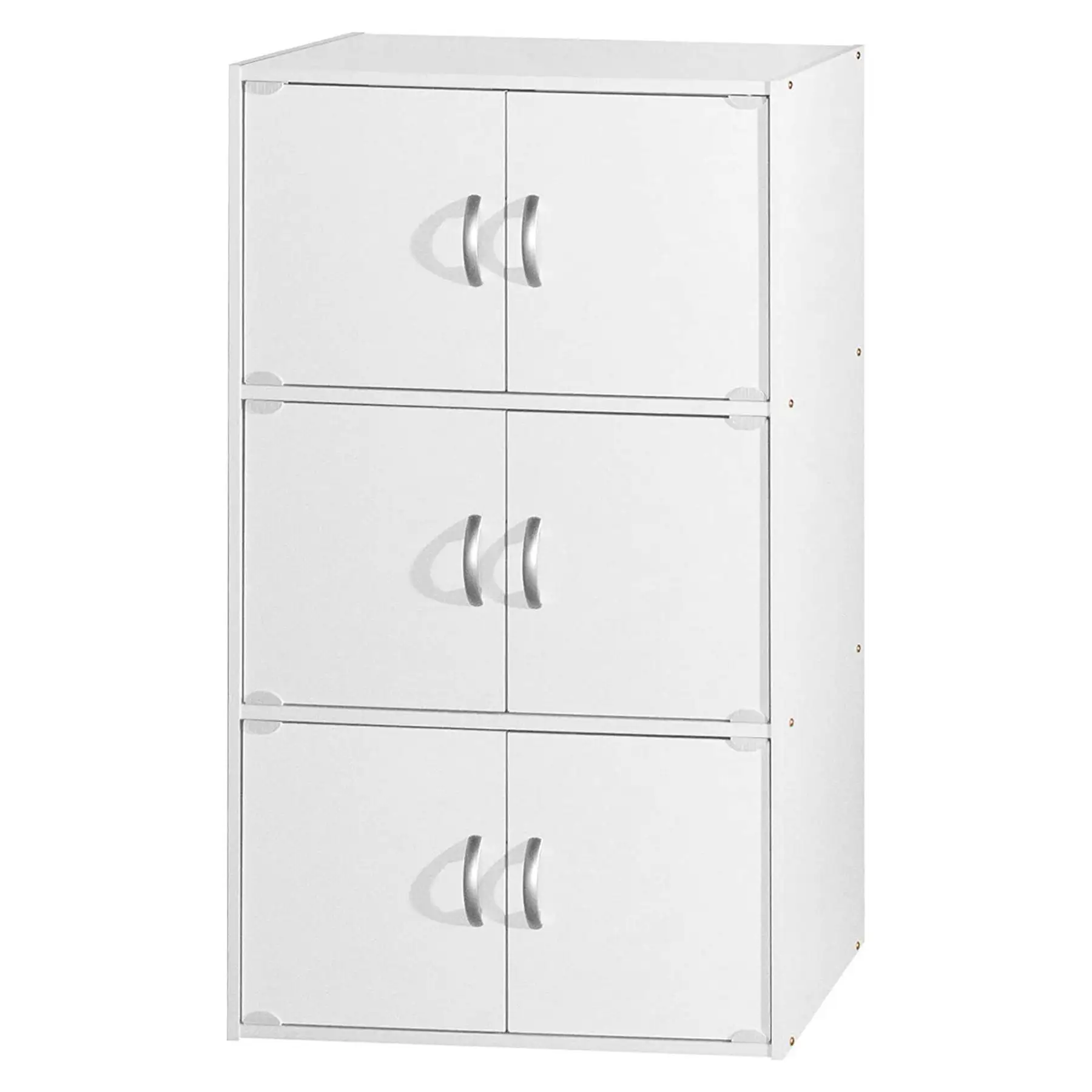 Hodedah 6 Door Enclosed Multipurpose Storage Cabinet for Home & Office, White