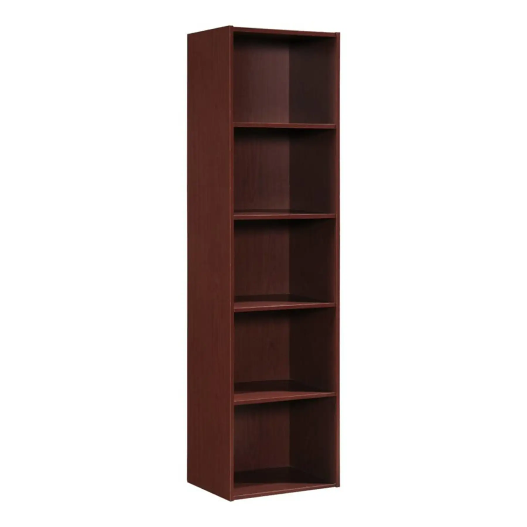 Hodedah 12 x 16 x 60 Inch 5 Shelf Bookcase and Office Organizer, Mahogany Finish