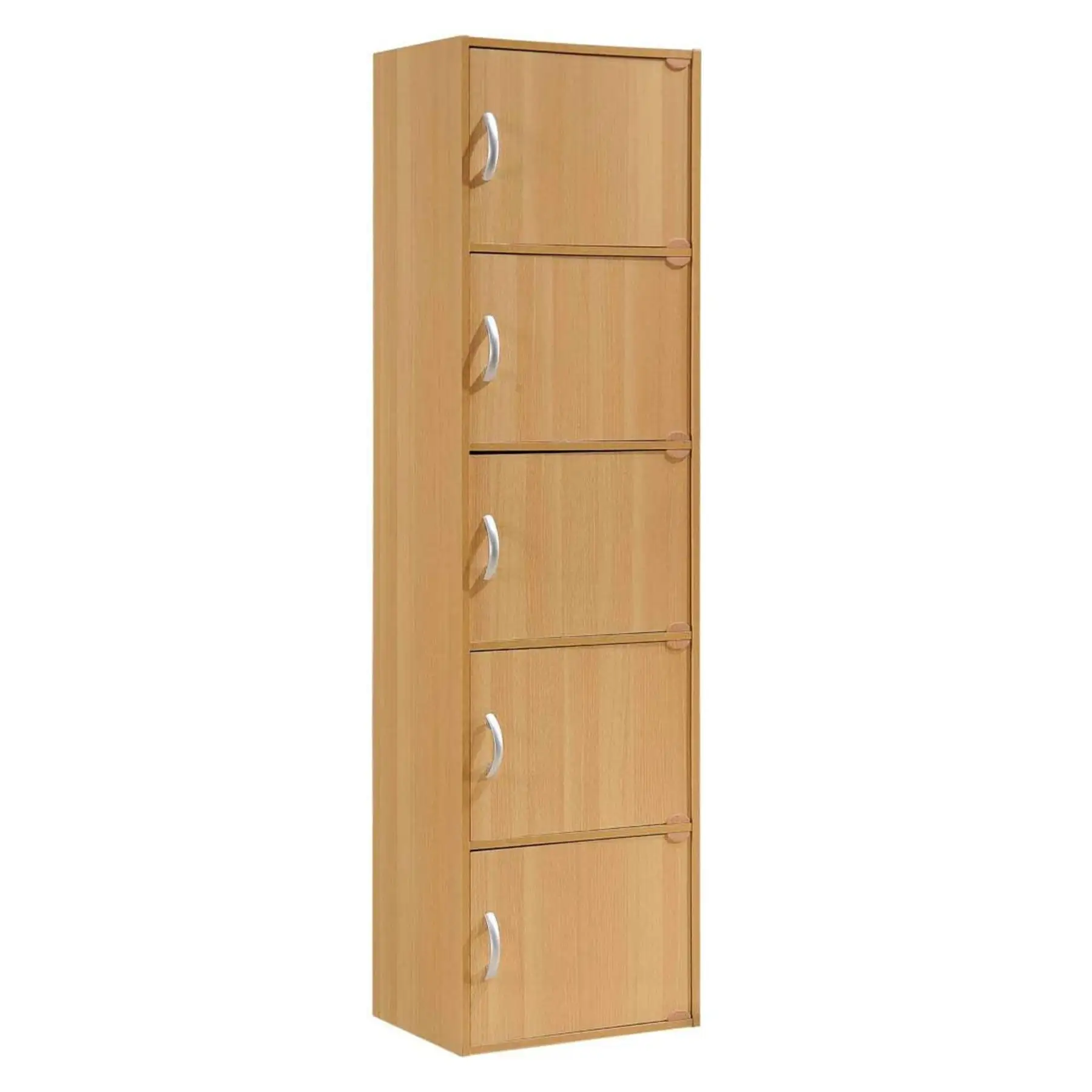 Hodedah 5 Shelf Home and Office Enclosed Organization Storage Cabinet, Beech