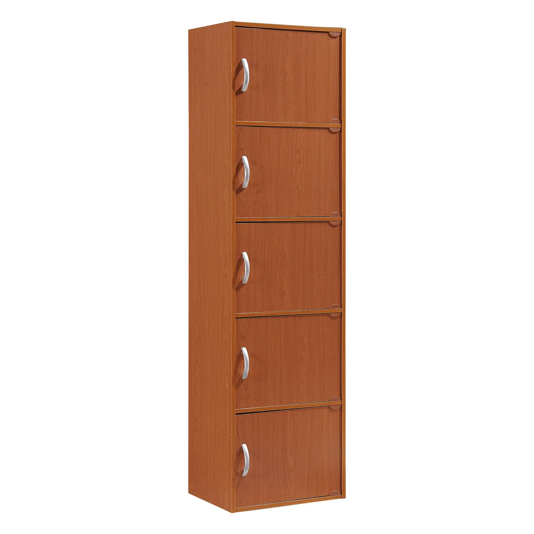 Hodedah 5 Shelf Home and Office Enclosed Organization Storage Cabinet, Cherry