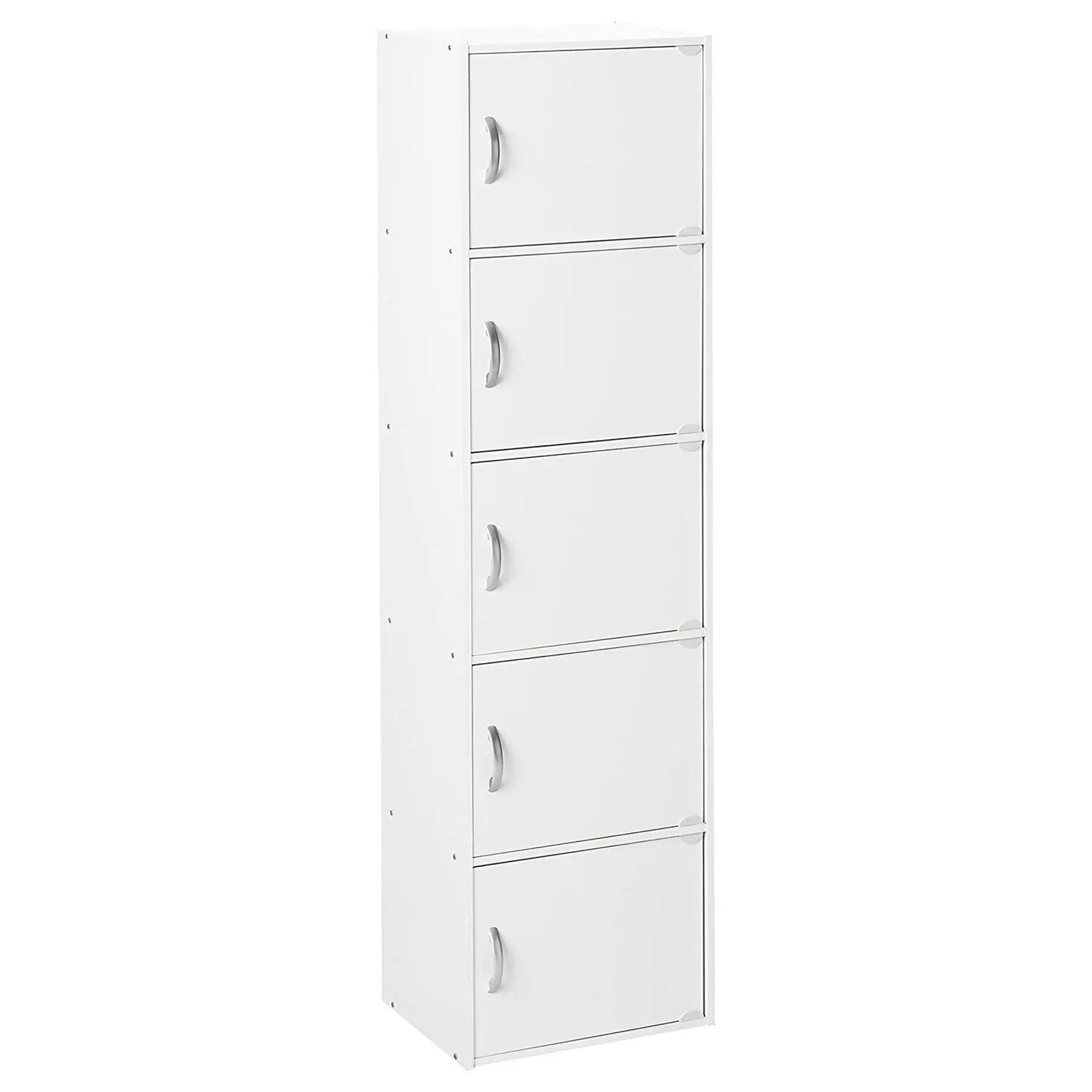 Hodedah 5 Shelf Home and Office Enclosed Organization Storage Cabinet, White