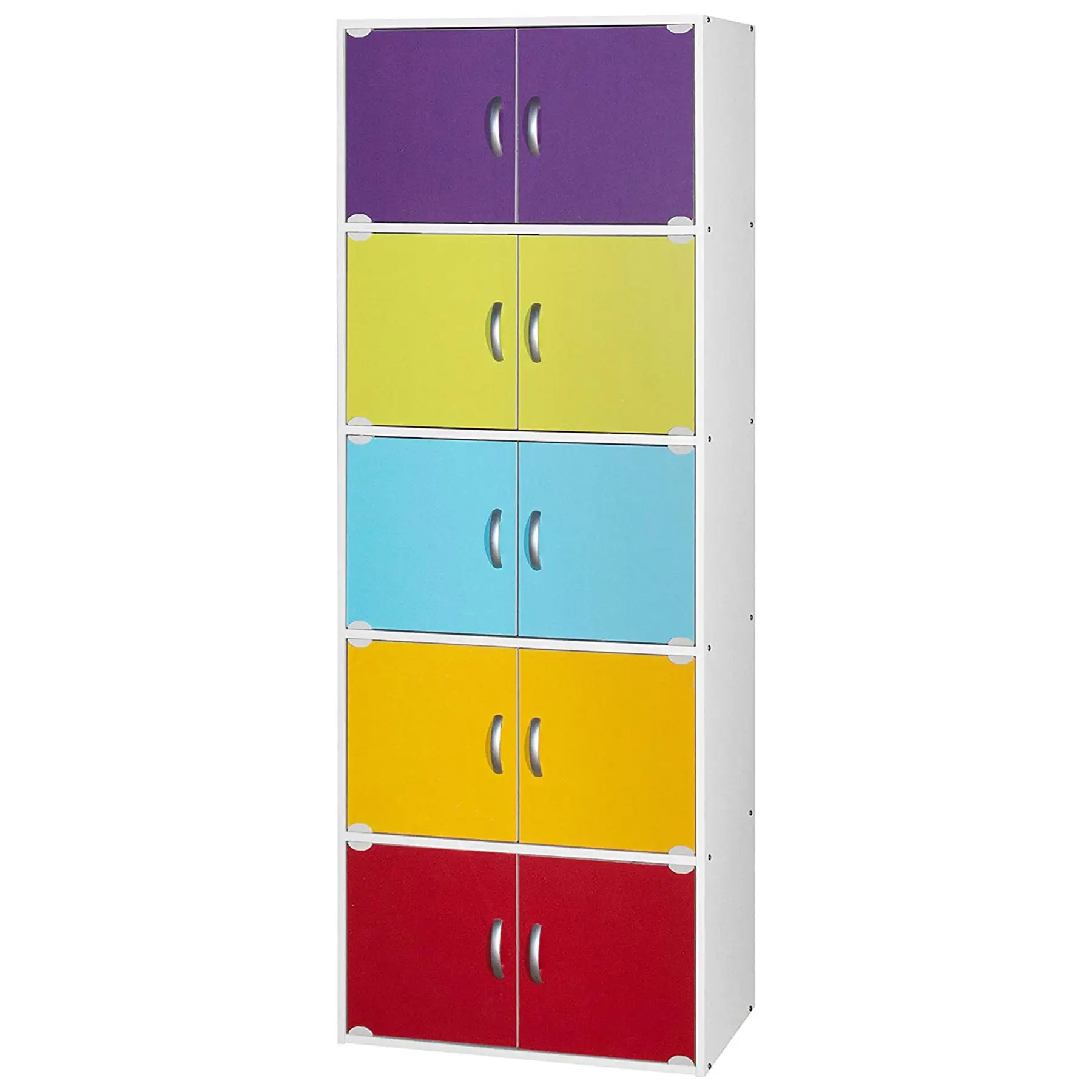 Hodedah 10 Door Enclosed Multipurpose Storage Cabinet for Home/Office, Rainbow