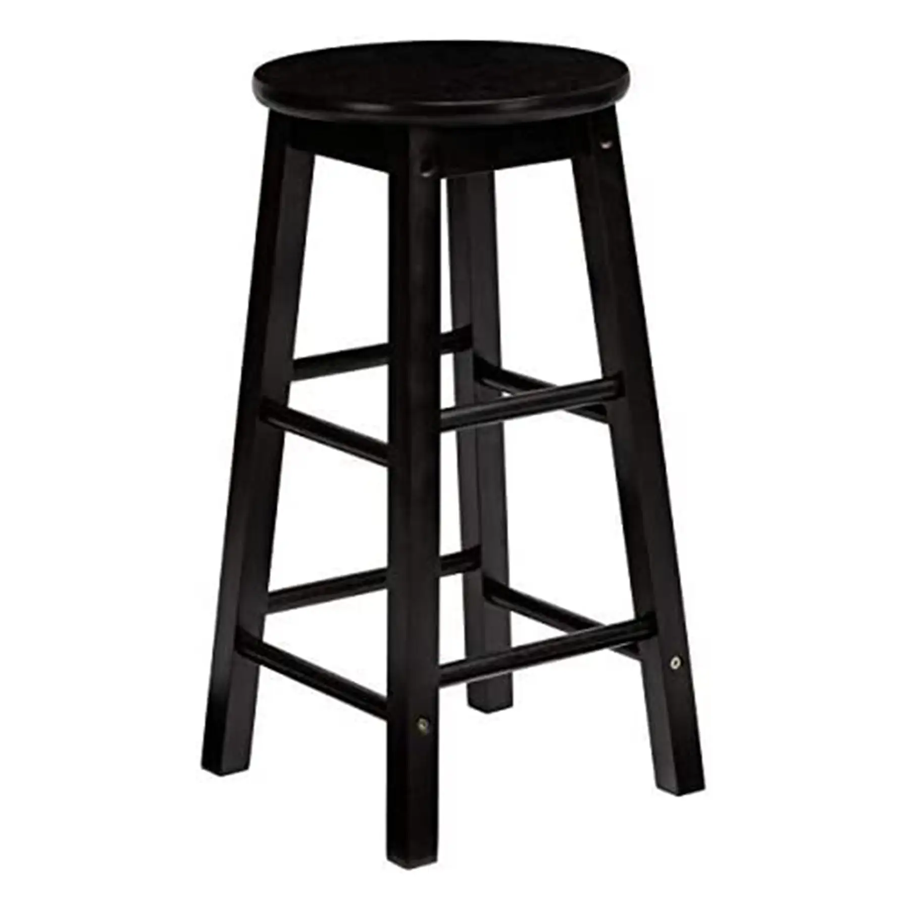 PJ Wood Classic Round-Seat 29 Inch Tall Kitchen Counter Stools, Black, Set of 2