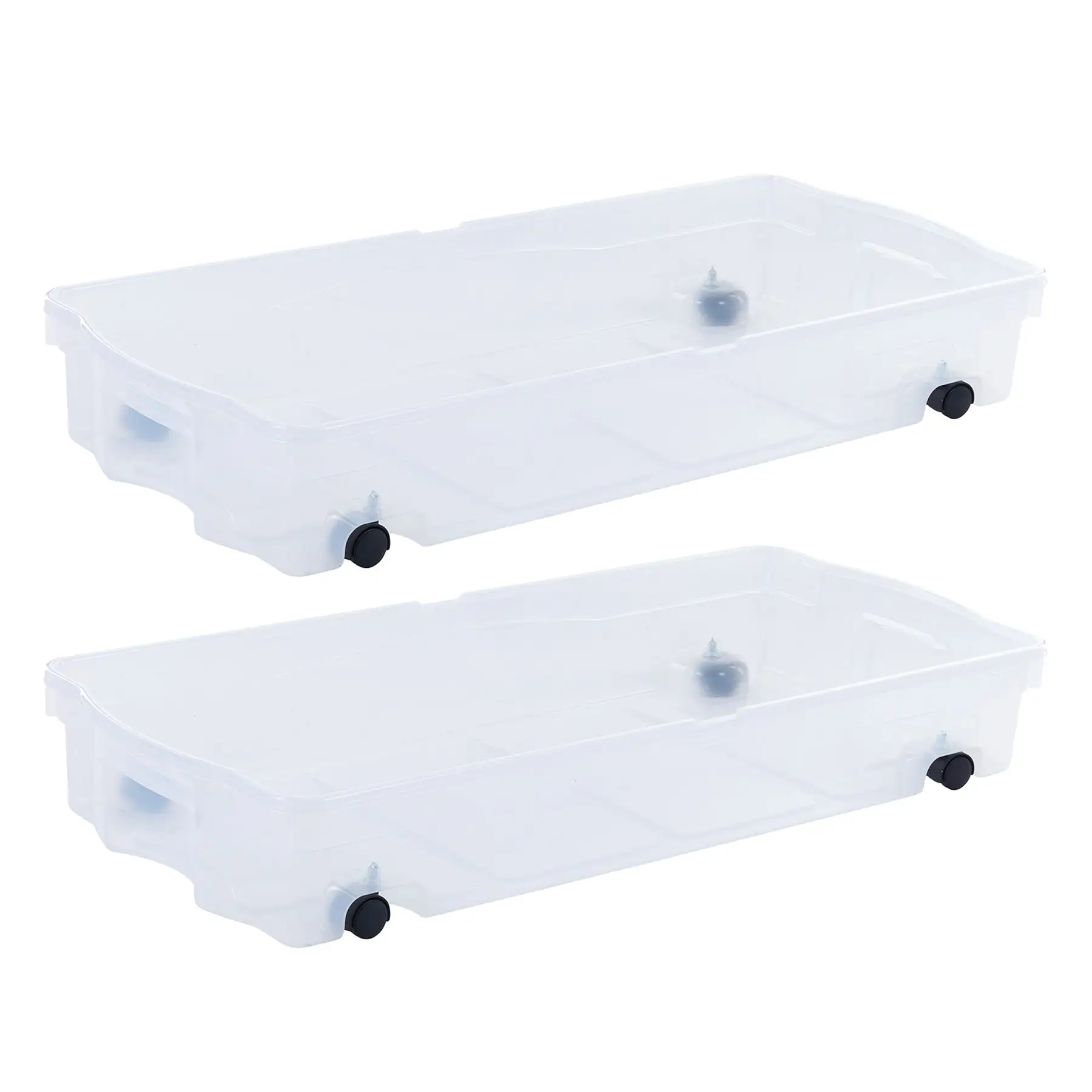 Rubbermaid 68 Qt Under Bed Wheeled Storage Boxes with Dual Hinged Lids (2 Pack)