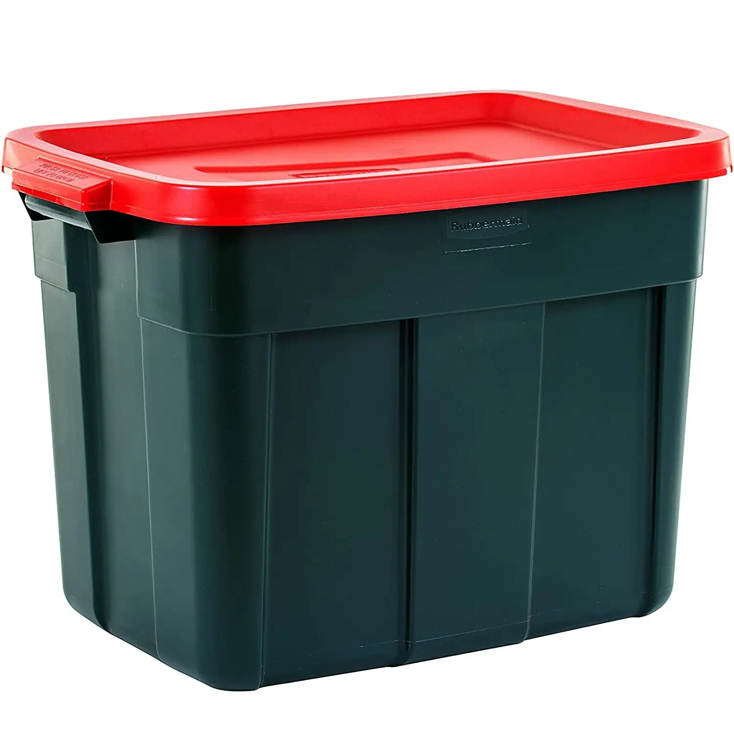 Rubbermaid Roughneck 18 Gal Plastic Holiday Storage Tote, Green and Red (6 Pack)