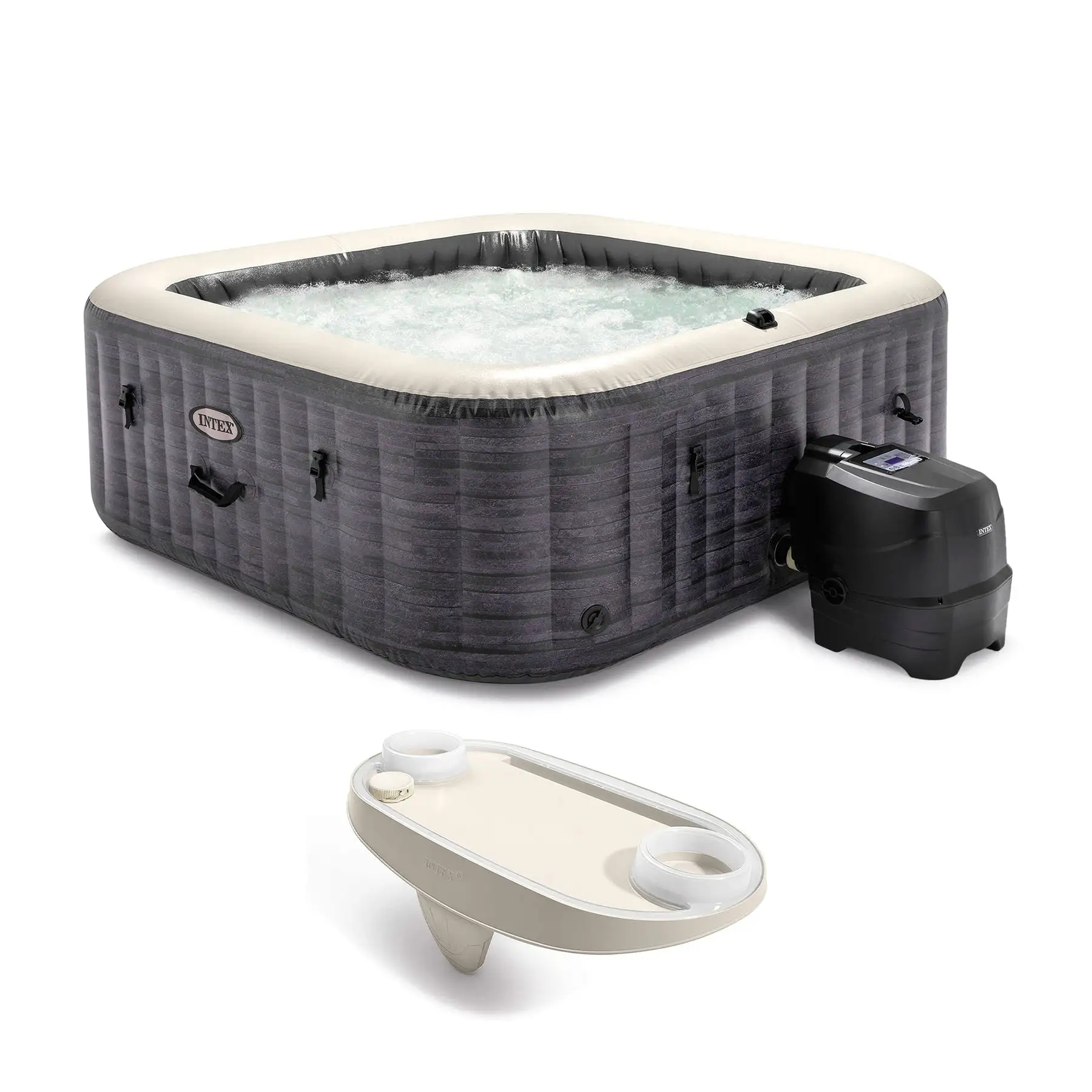 Intex PureSpa Plus Greystone Inflatable Hot Tub, 94x28", w/ Tablet & Phone Tray