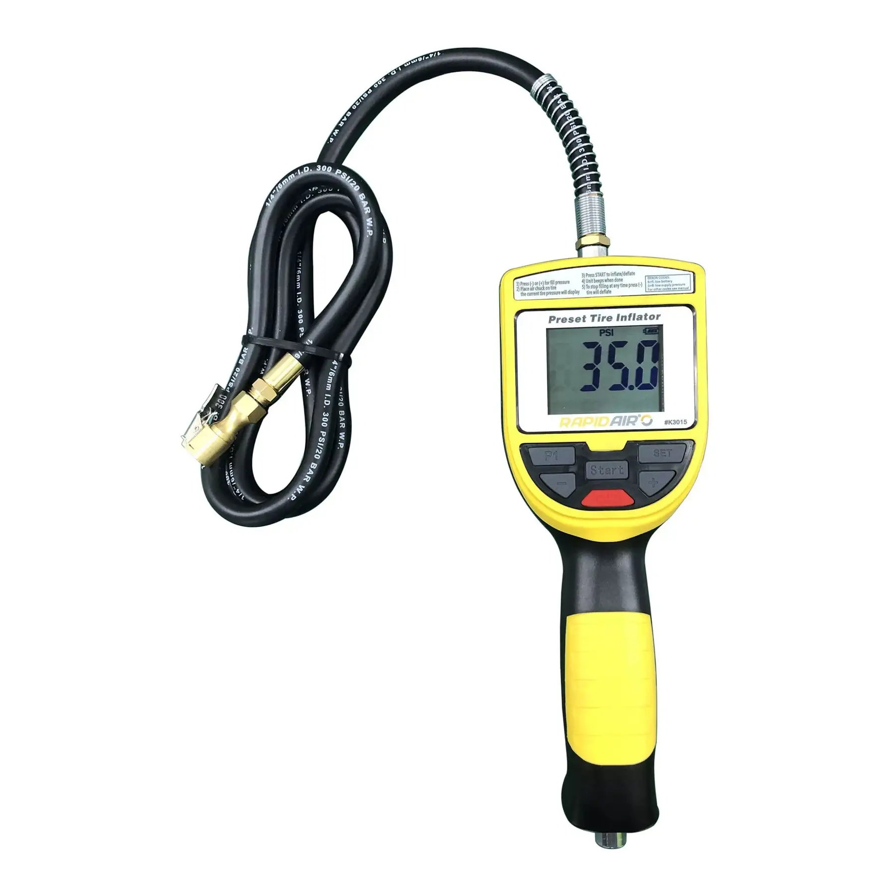 RapidAir K3015 Automatic Shutoff 175 PSI Digital Display Tire Inflator Gauge