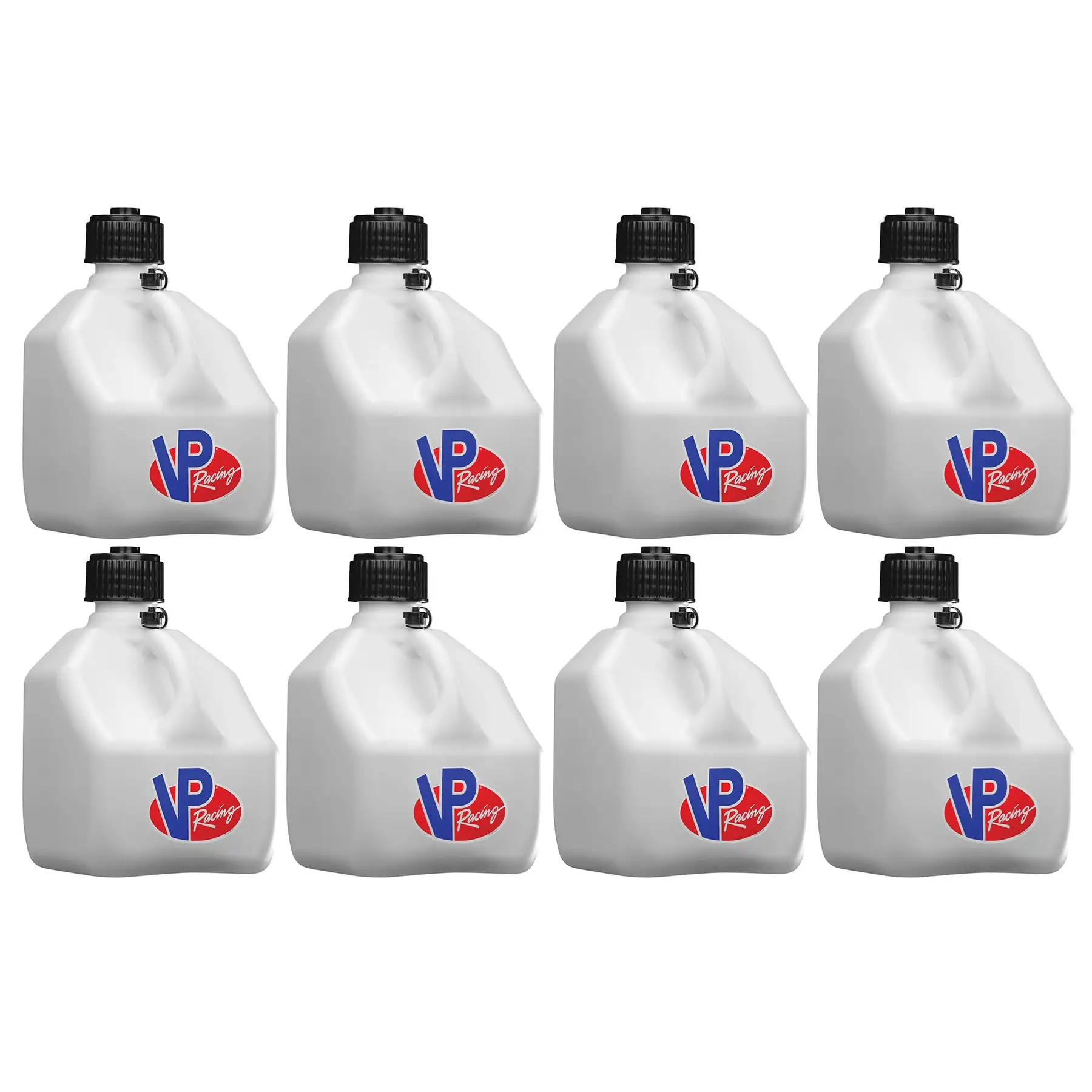 VP Racing 3 Gal Square Portable Liquid Container Utility Jug, White (8 Pk)