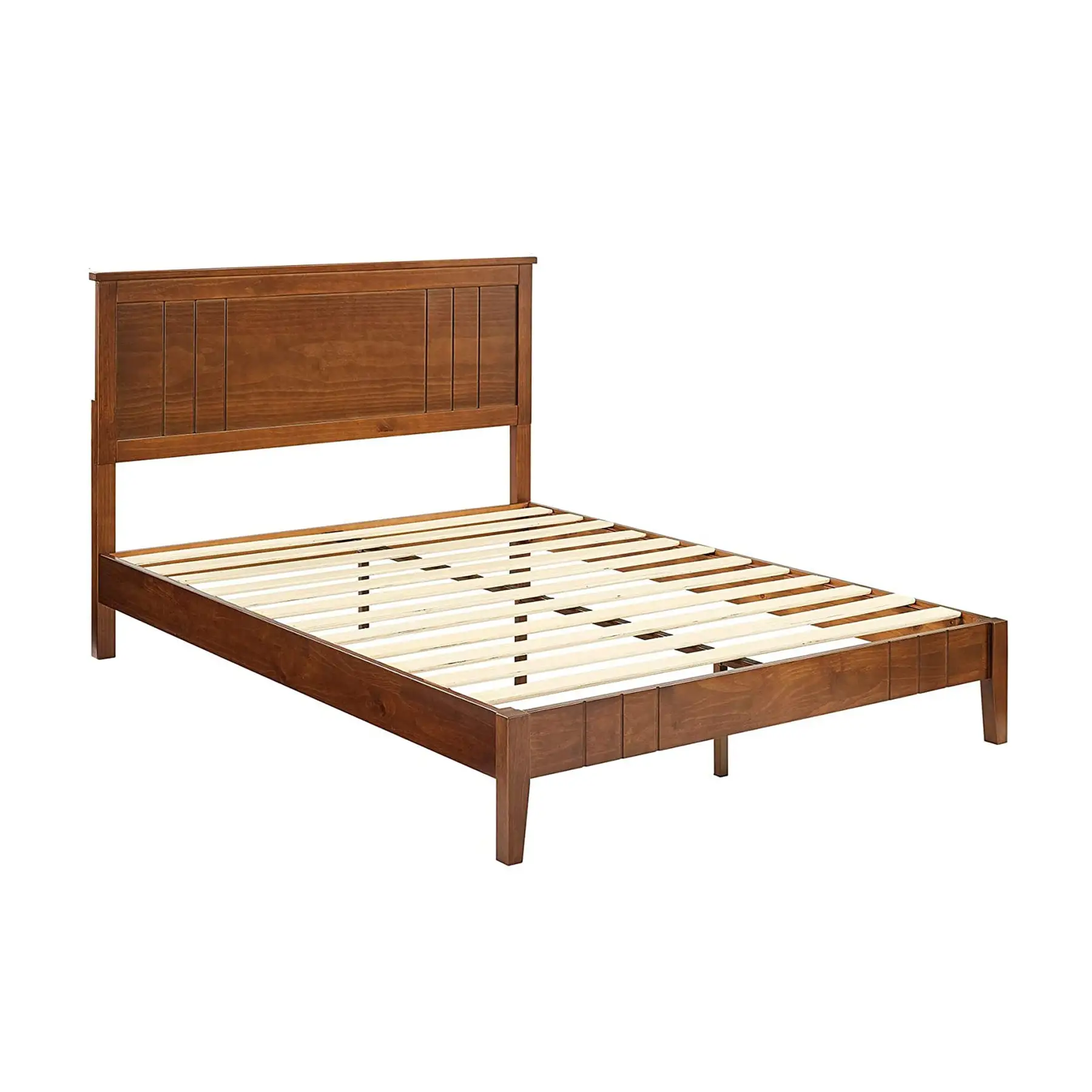 MUSEHOMEINC Mid Century Modern Solid Pinewood Platform Bed with Headboard, Full