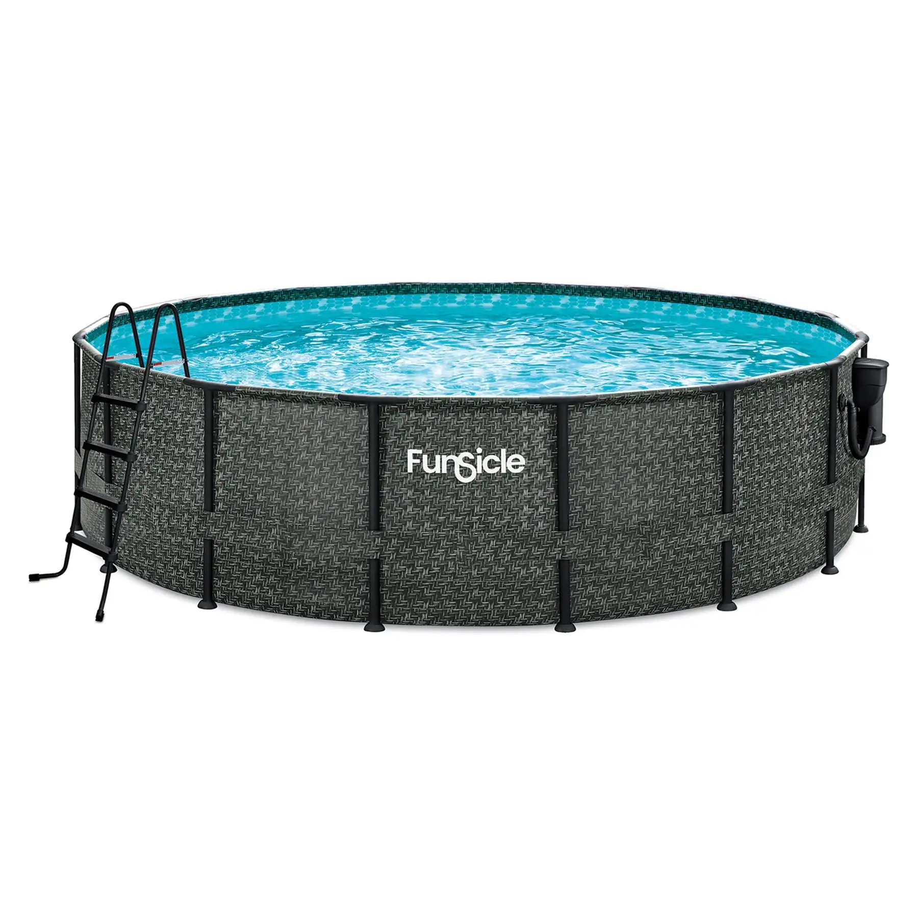 Funsicle 16' x 48" Oasis Round Outdoor Above Ground Swimming Pool, Herringbone