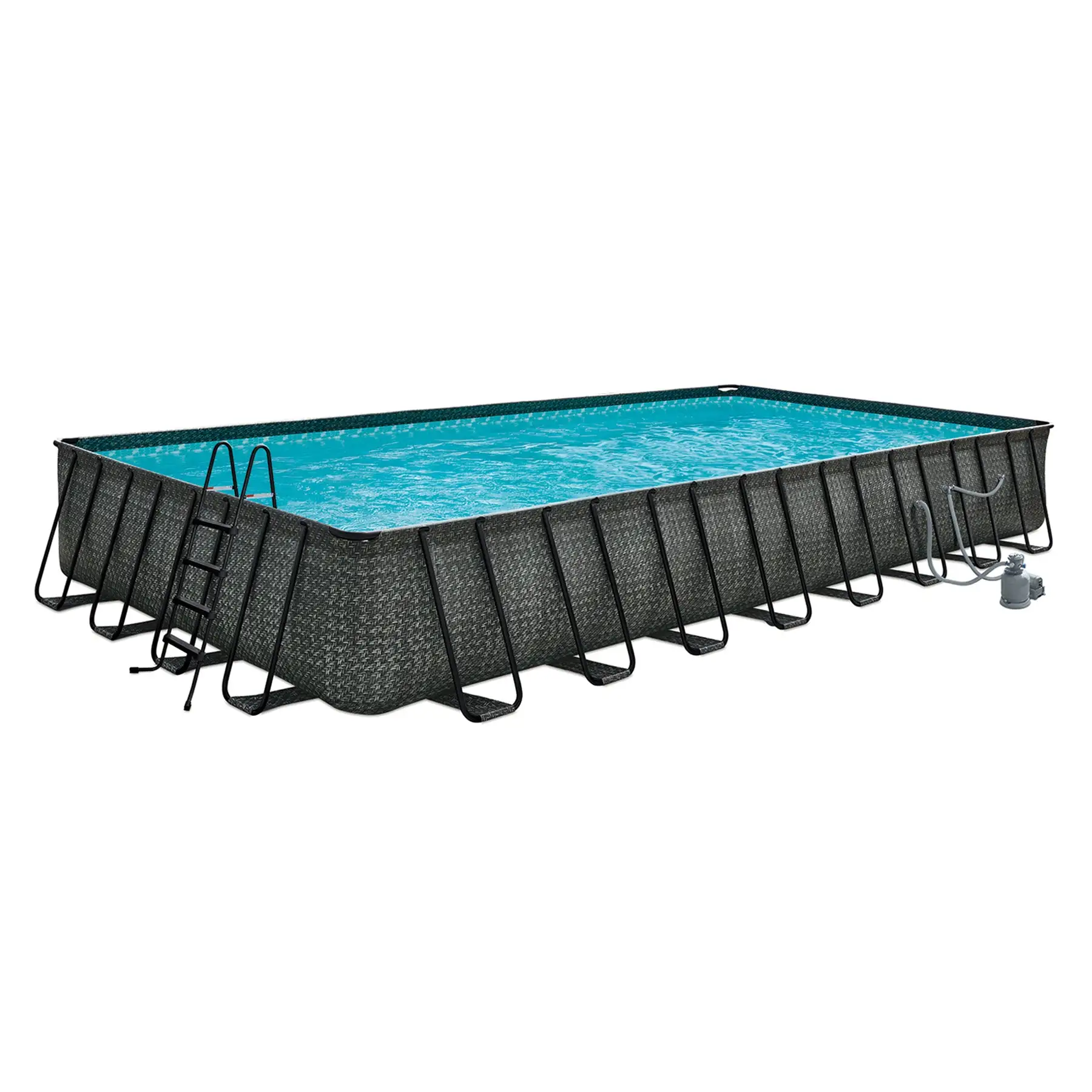 32ft x 16ft x 52in Oasis Designer Rectangle Lap Pool, Dark Herringbone