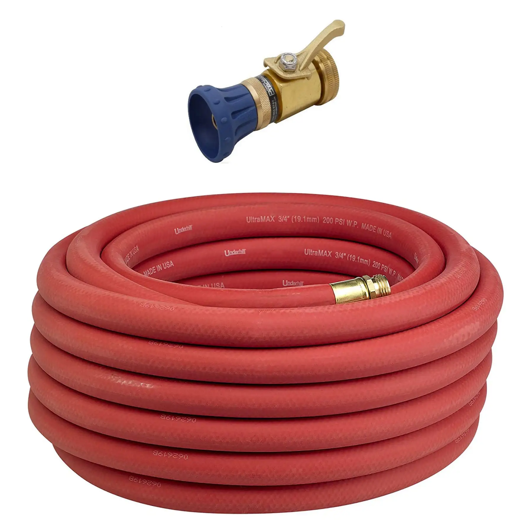 Underhill Ultramax 75' Garden Hose, Red & Precision Cloudburst Hose End Nozzle