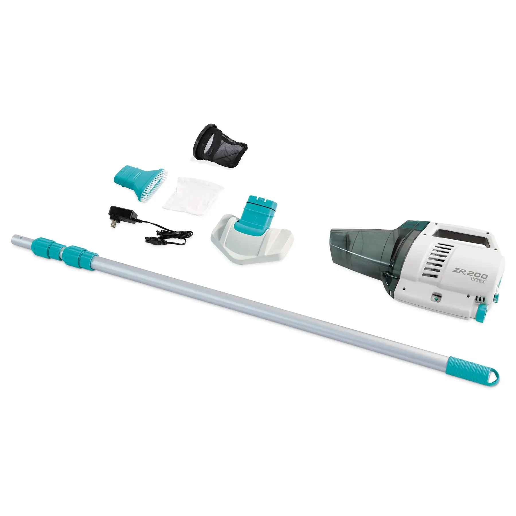 ZR200 Rechargeable Cordless Telescoping Pool Vacuum w/ 2 Brush Heads