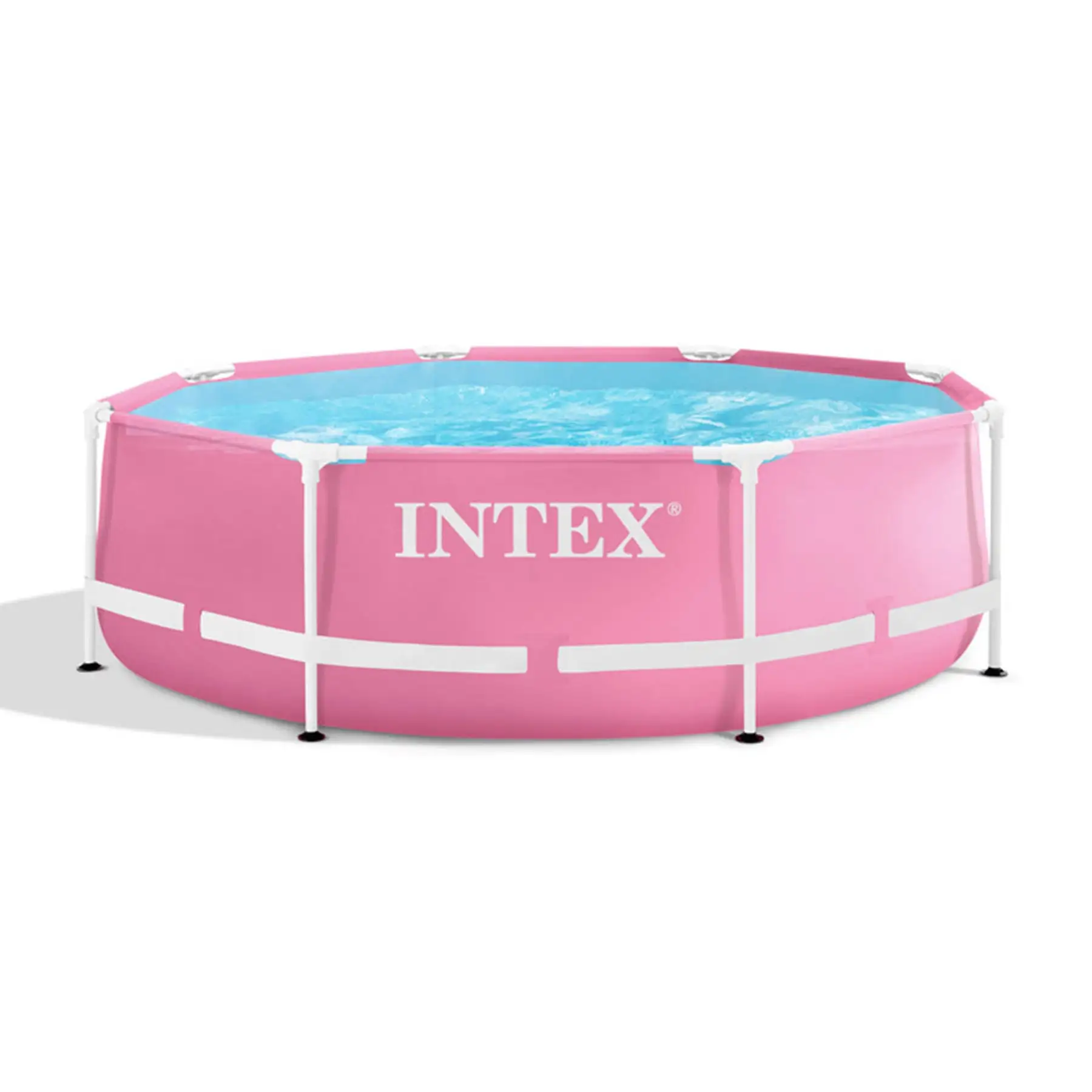 28290EH 8ft x 30in Round Metal Frame Above Ground Swimming Pool, Pink