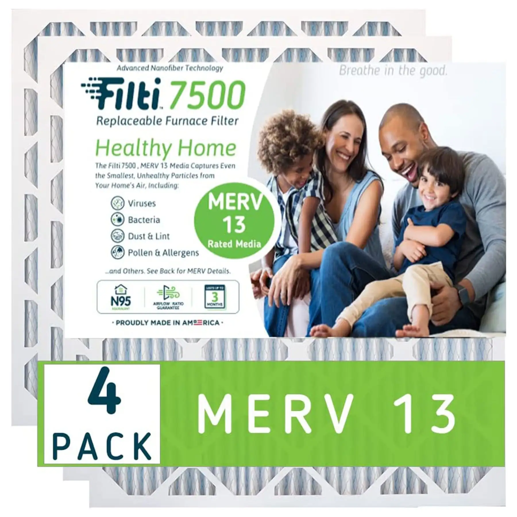 Filti 7500 Pleated Home HVAC Furnace 20 x 30 x 1 MERV 13 Air Filter (4 Pack)