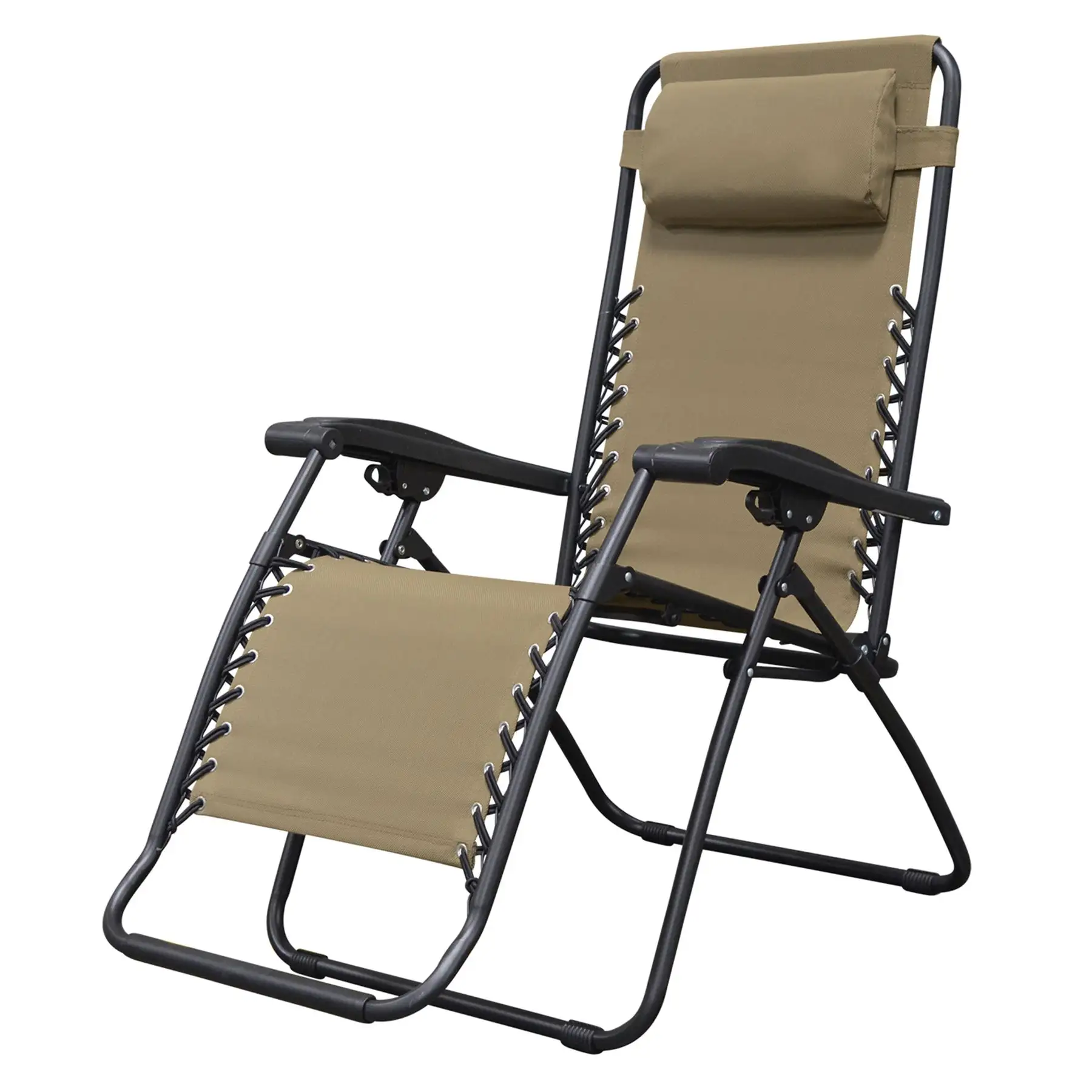 Caravan Sports Zero Gravity Outdoor Folding Camping Patio Lounge Chair, Beige