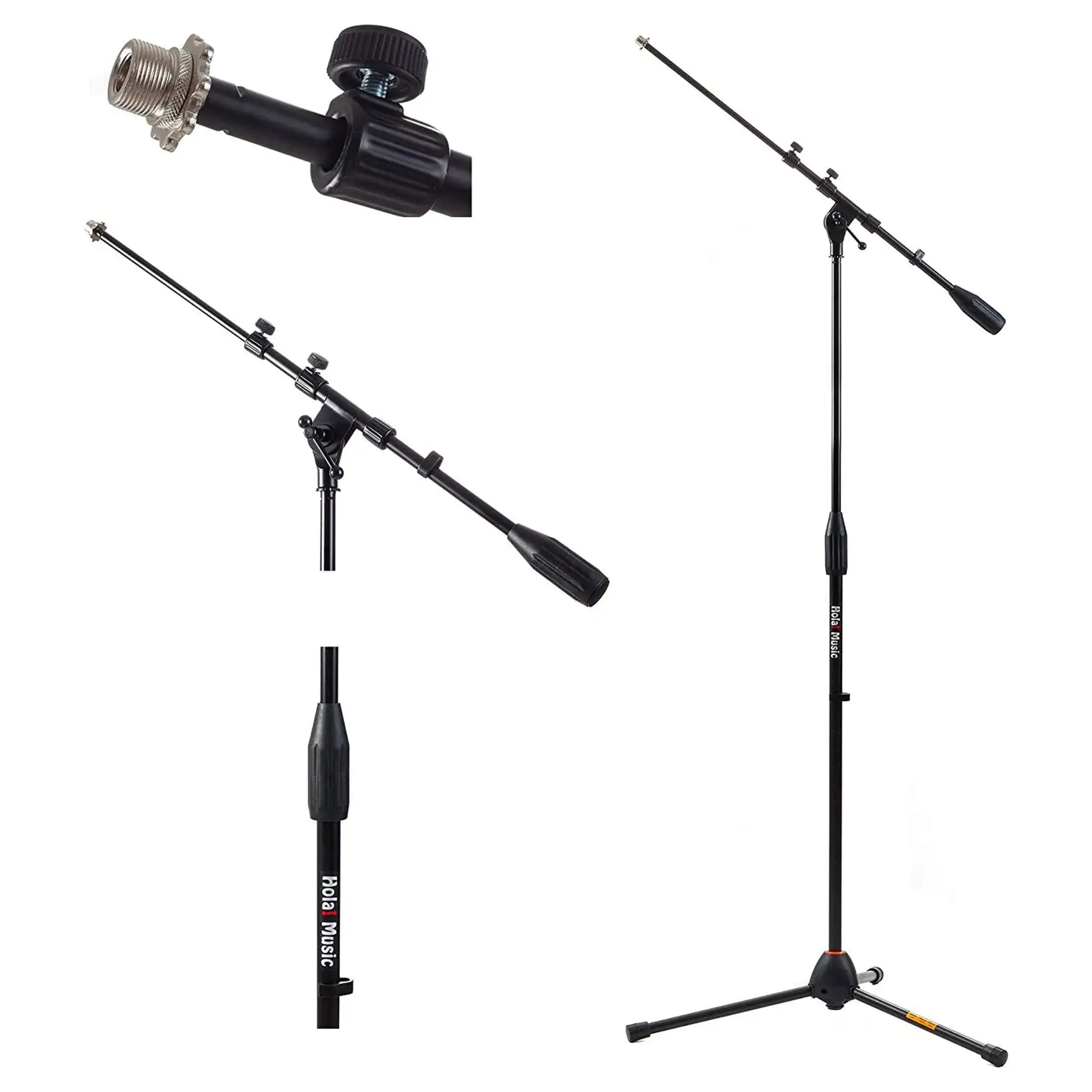 Hola! Music Adjustable Height Standard Clutch Studio Microphone Stand, (2 Pack)