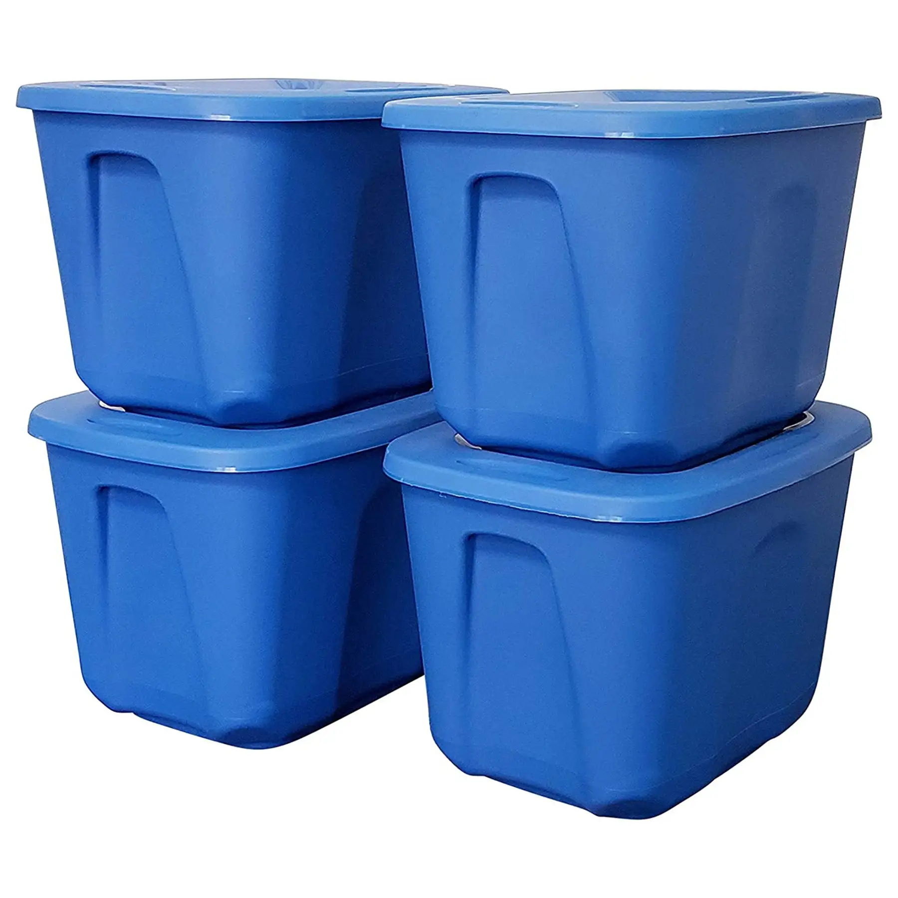 10 Gallon Heavy Duty Plastic Storage Container, Capri Blue (4 Pack)