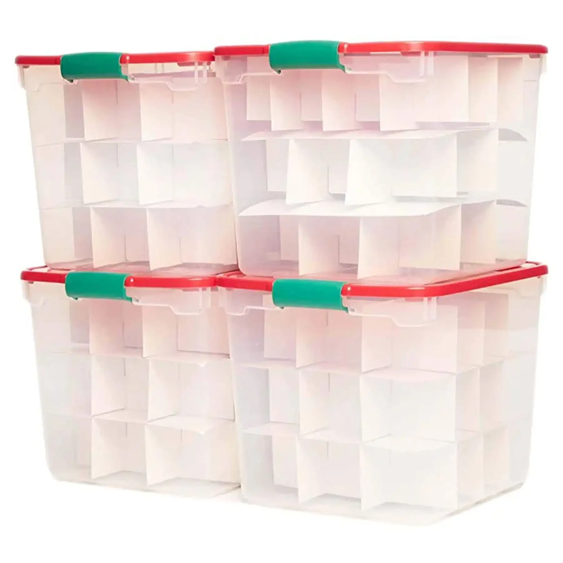 HOMZ 31 Qt Holiday Clear Plastic Storage Container w/ Latching Handles (4 Pack)