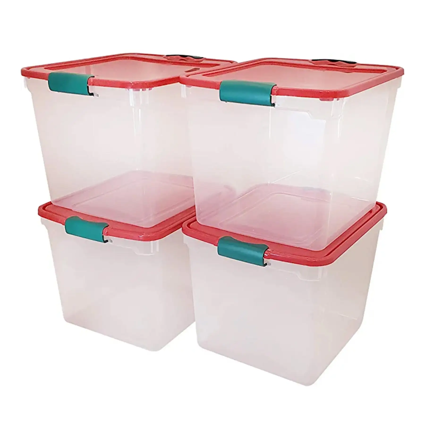 31 Quart Holiday Plastic Storage Container w/ Latching Lid, 4 Pack