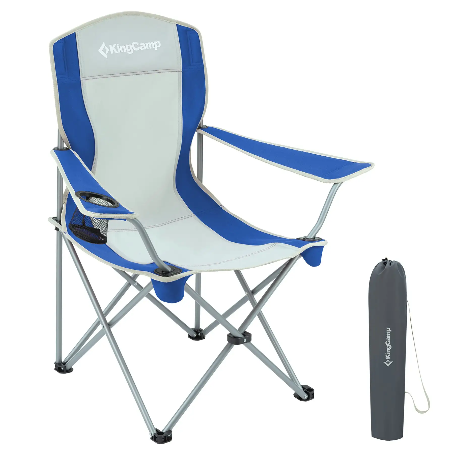 KingCamp Lightweight Folding Outdoor Camping Chair with Cupholder, Blue/Grey