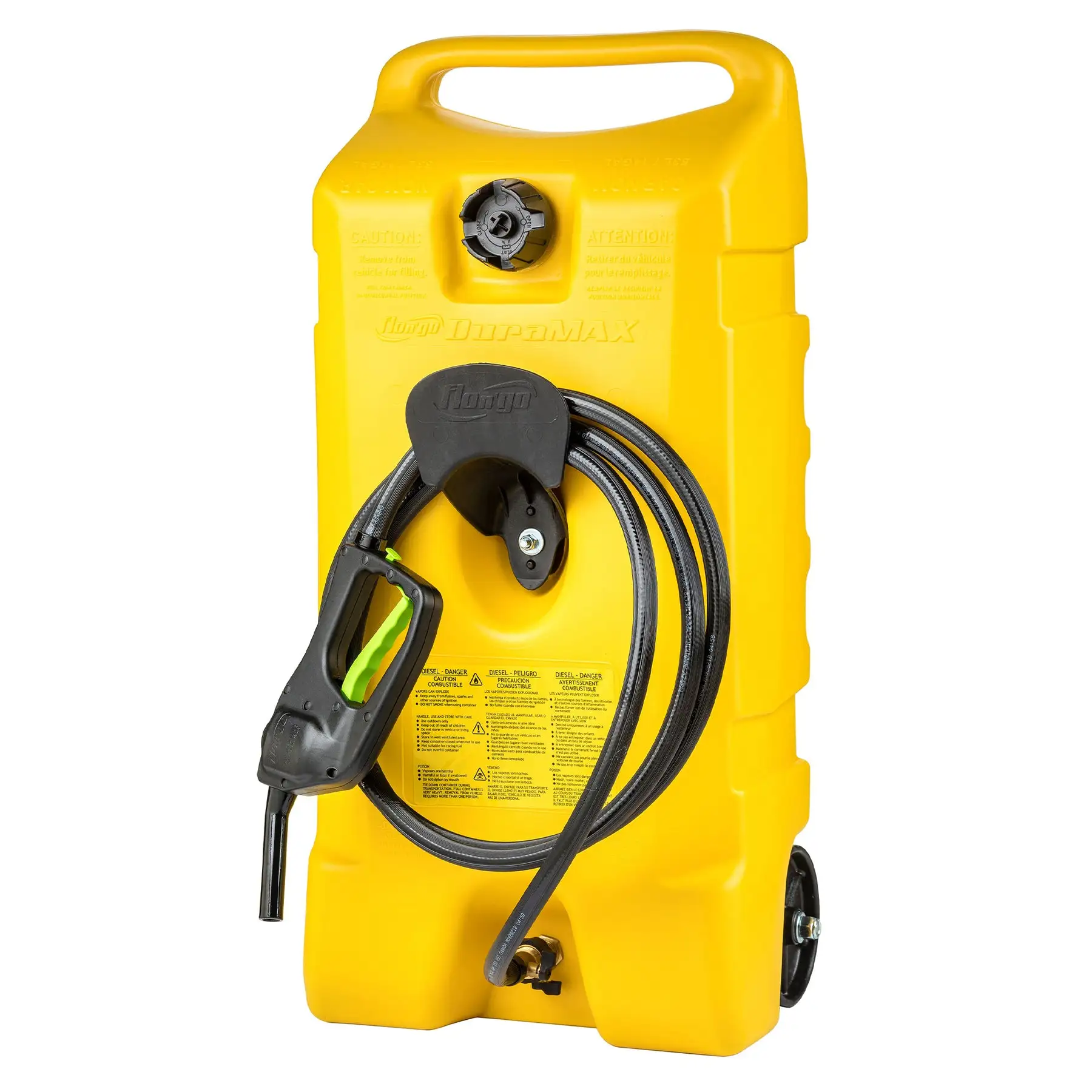 Scepter Flo N' Go Duramax 14 Gal Diesel Fuel Tank Container Caddy & Pump, Yellow