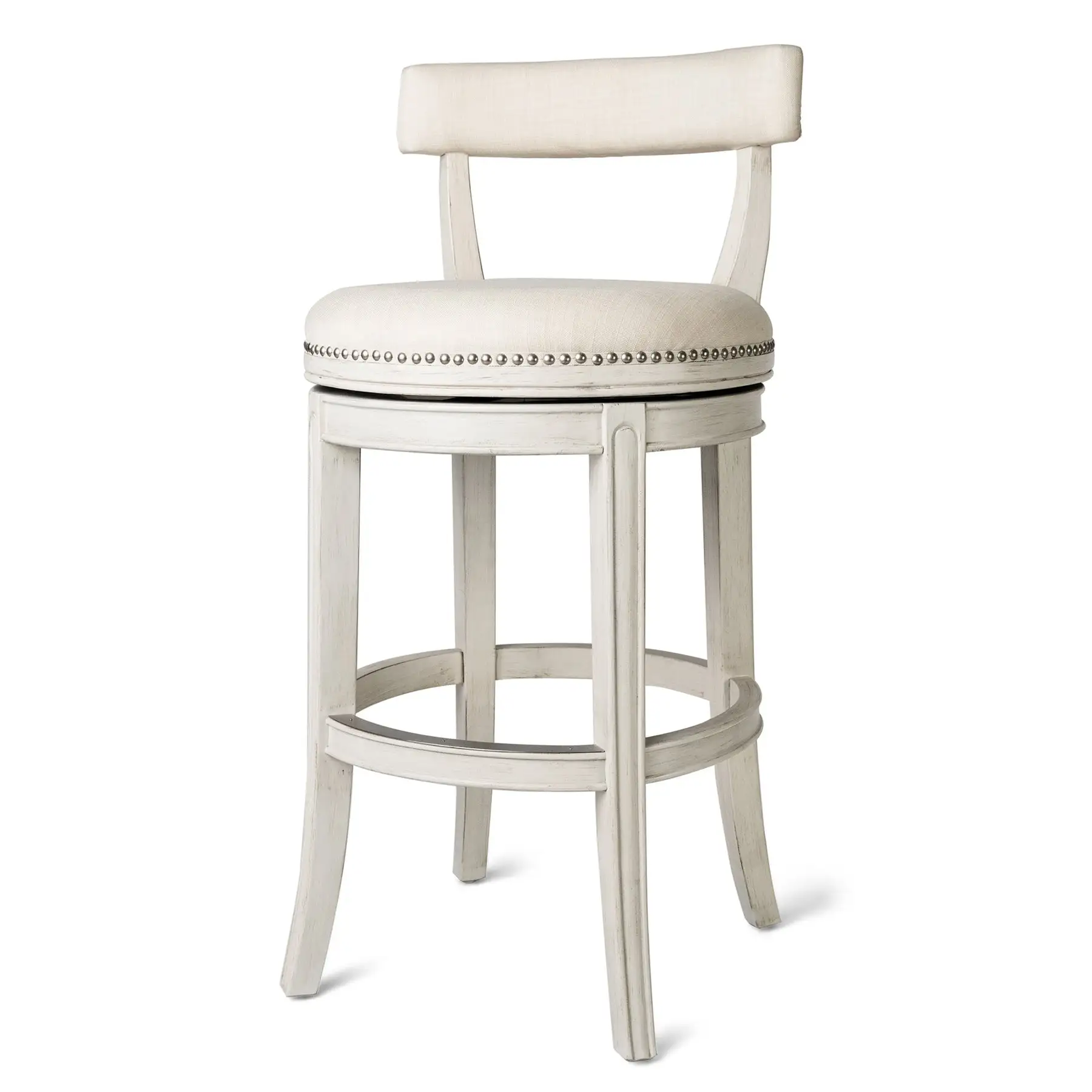 Maven Lane Alexander Bar Stool in White Oak Finish w/ Natural Color Fabric Upholstery