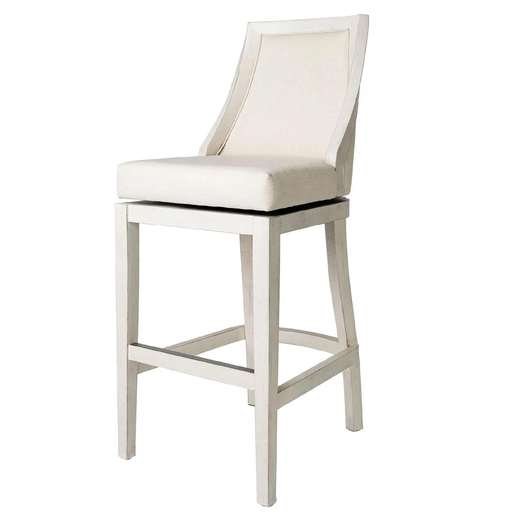 Maven Lane Vienna Bar Stool, White Oak Finish w/ Natural Color Fabric Upholstery