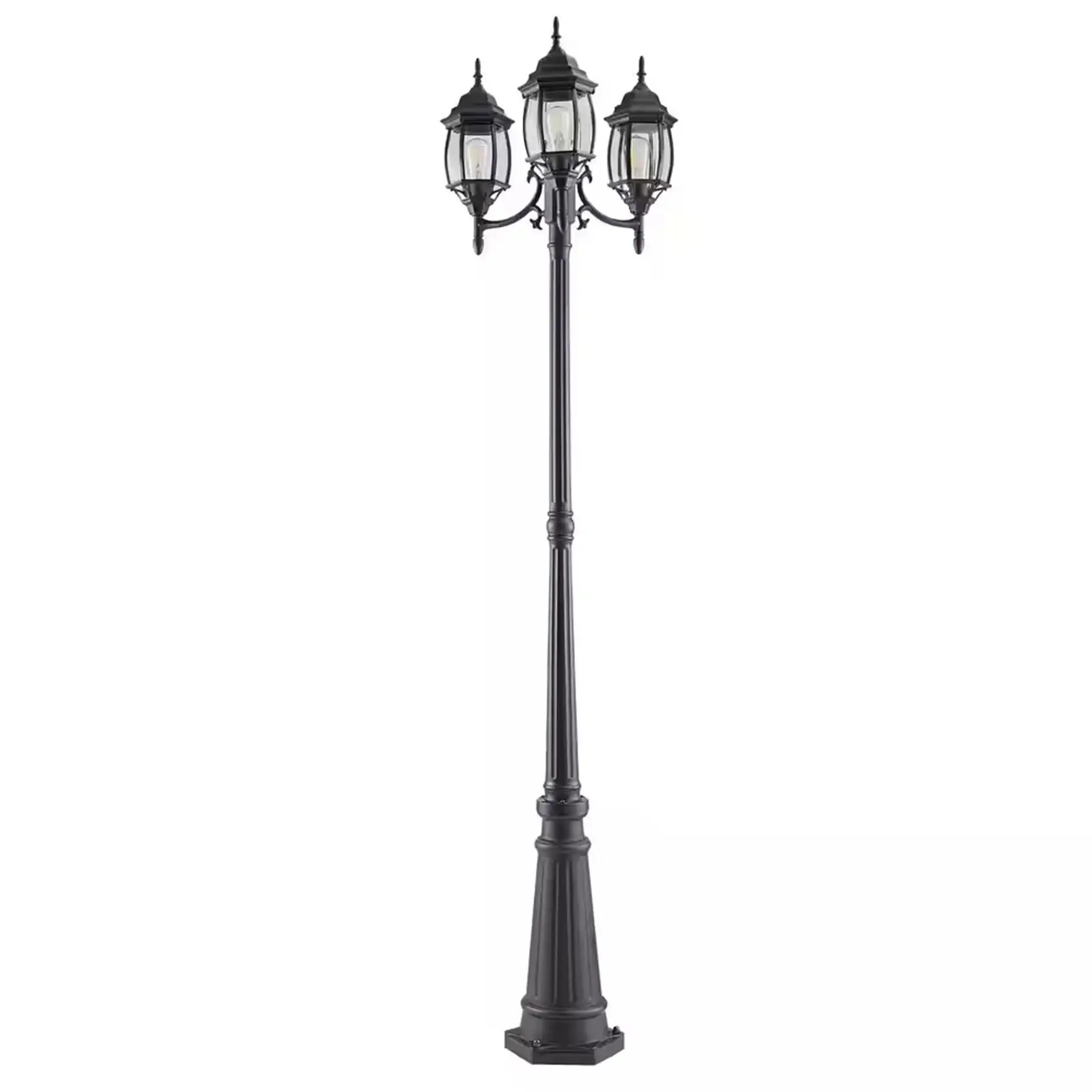 NOMA Nobela Triple Head Lamp Post 7' Tall All Weather Classic Decor Light, Black