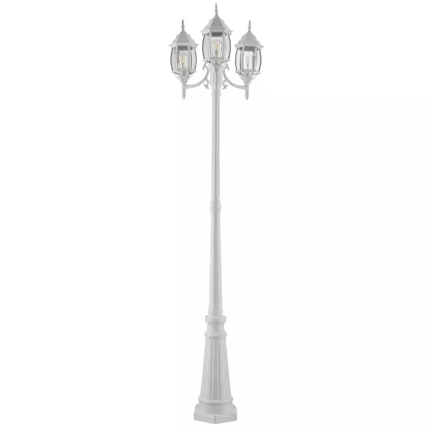 NOMA Nobela Triple Head Lamp Post 7' Tall All Weather Classic Decor Light, White