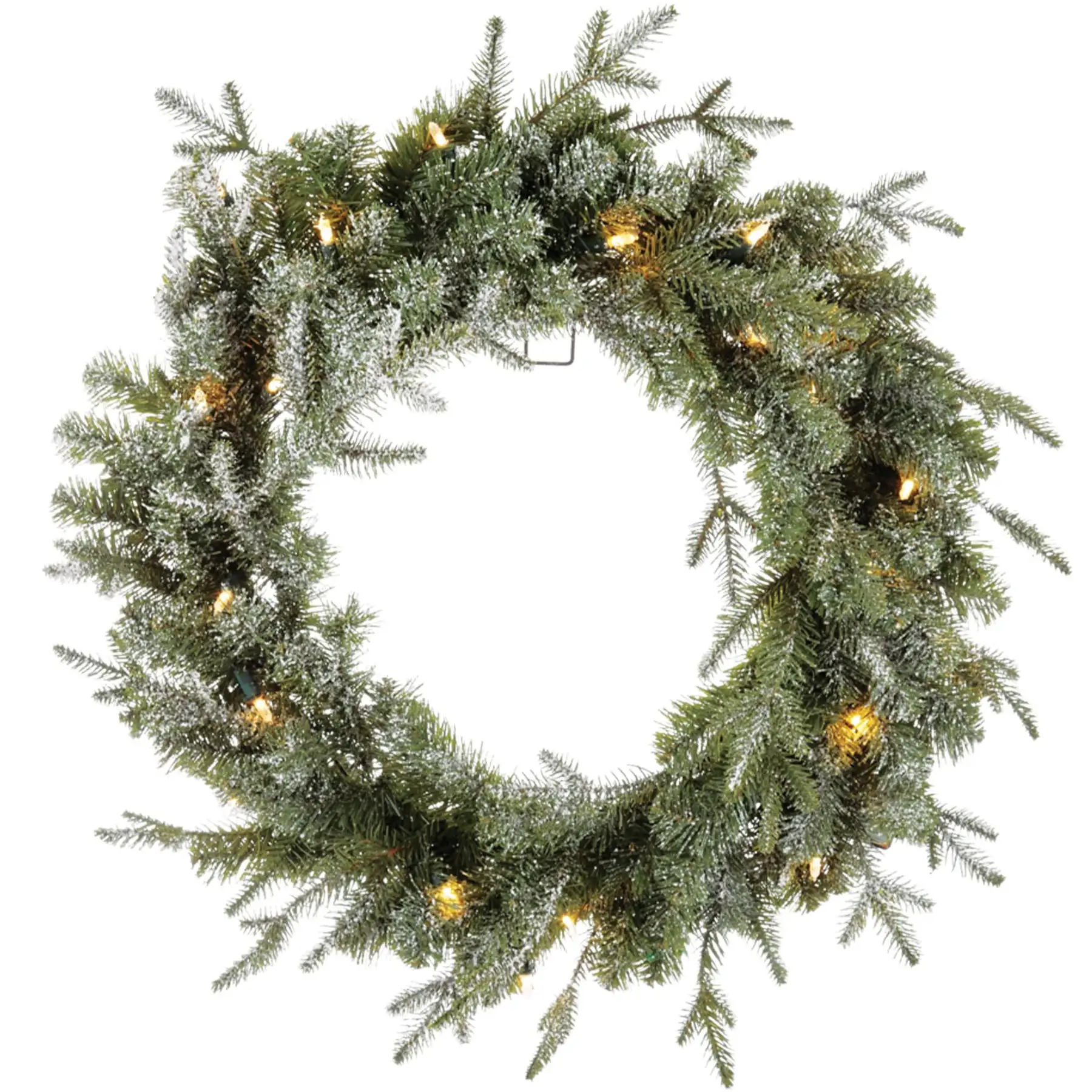 NOMA 24" Pre-Lit Flocked Frosted Fir Christmas Wreath with 25 Warm White Lights