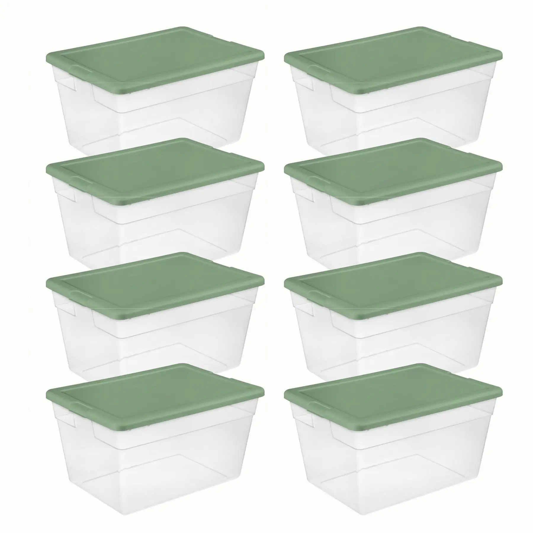 Sterilite 56 Quart Plastic Stackable Storage Container Tote, Crisp Green, 8 Pack