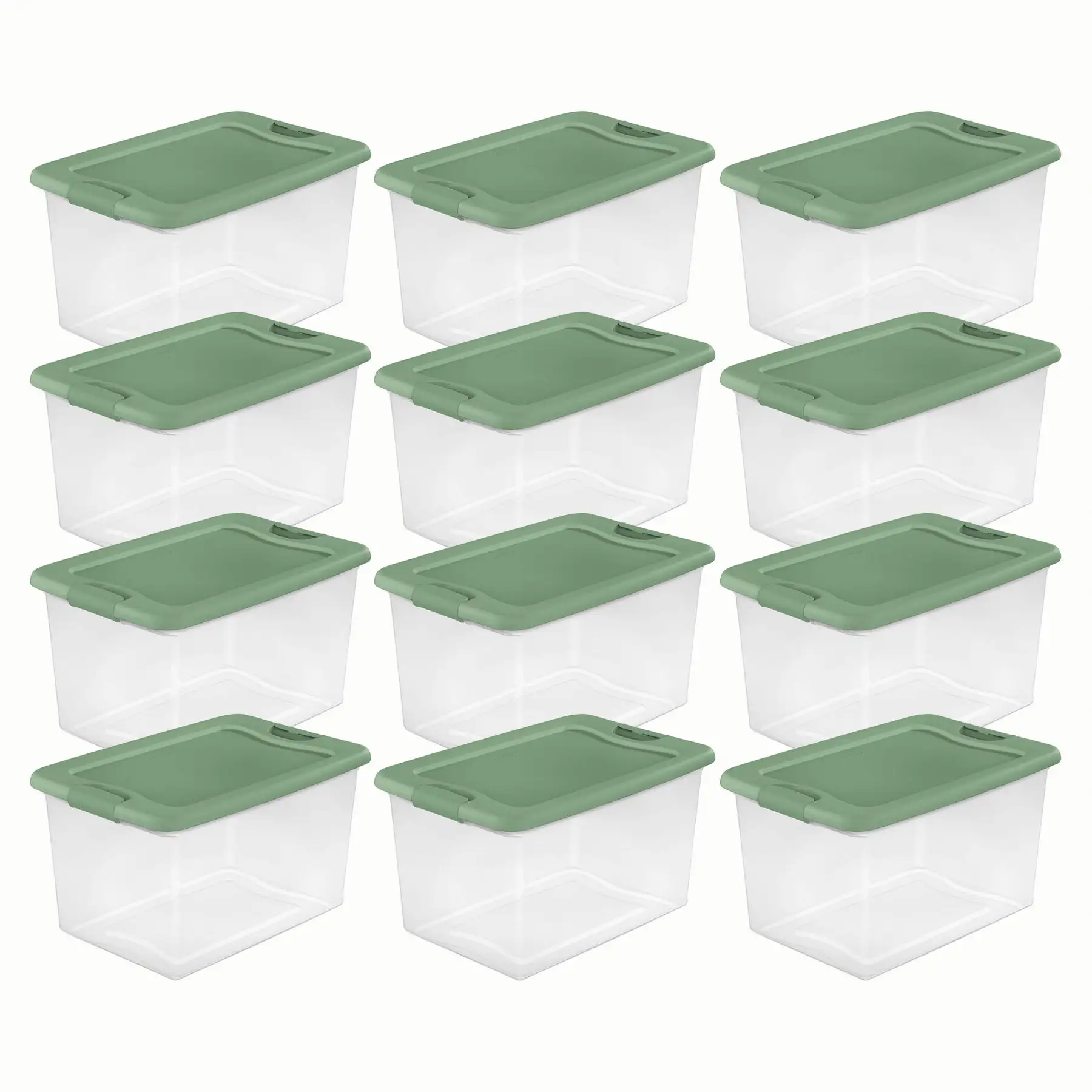 Sterilite 64 Qt Latching Plastic Storage Container Tote, Crisp Green (12 Pack)